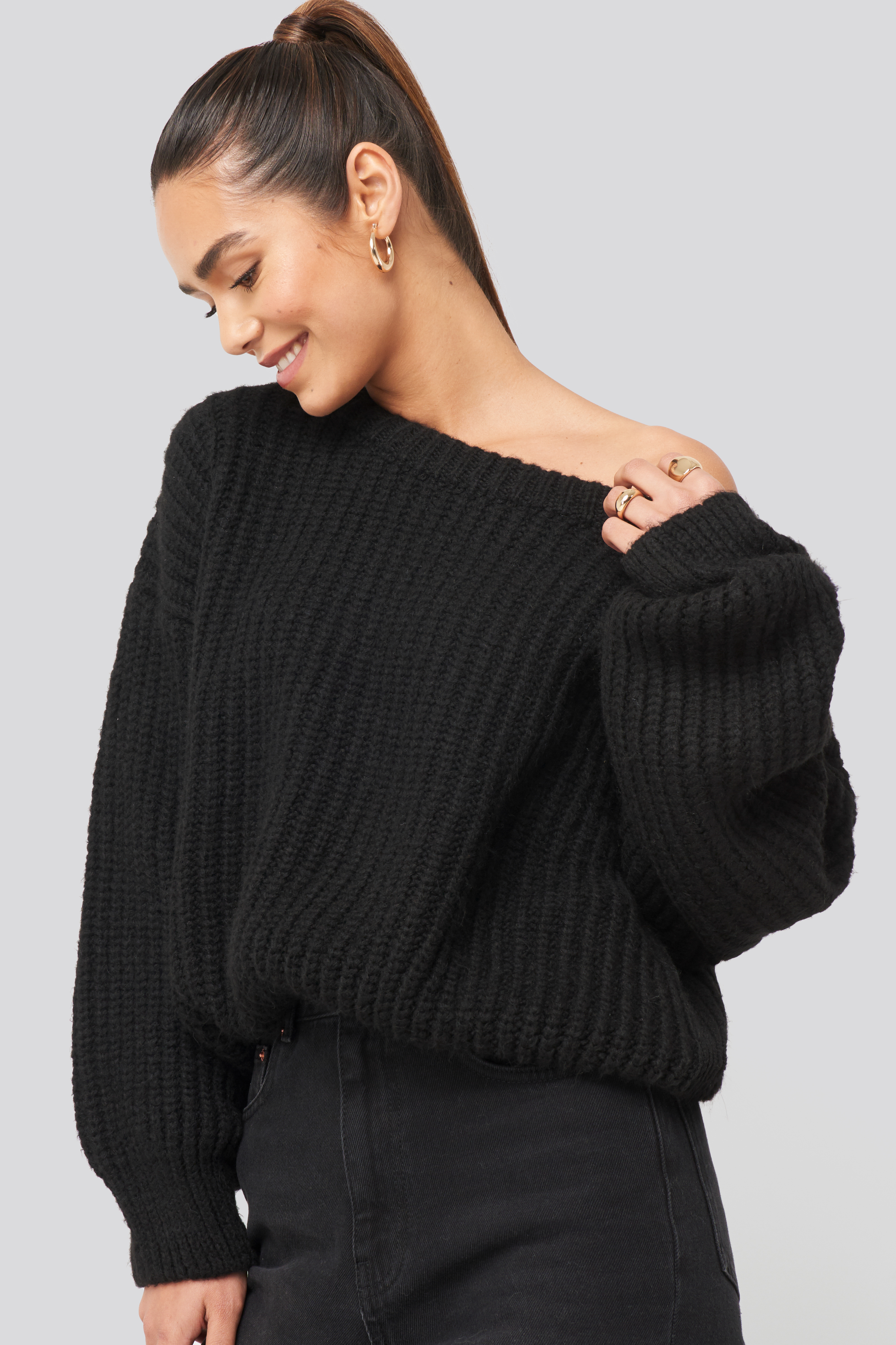 Chunky Knitted Off Shoulder Sweater 