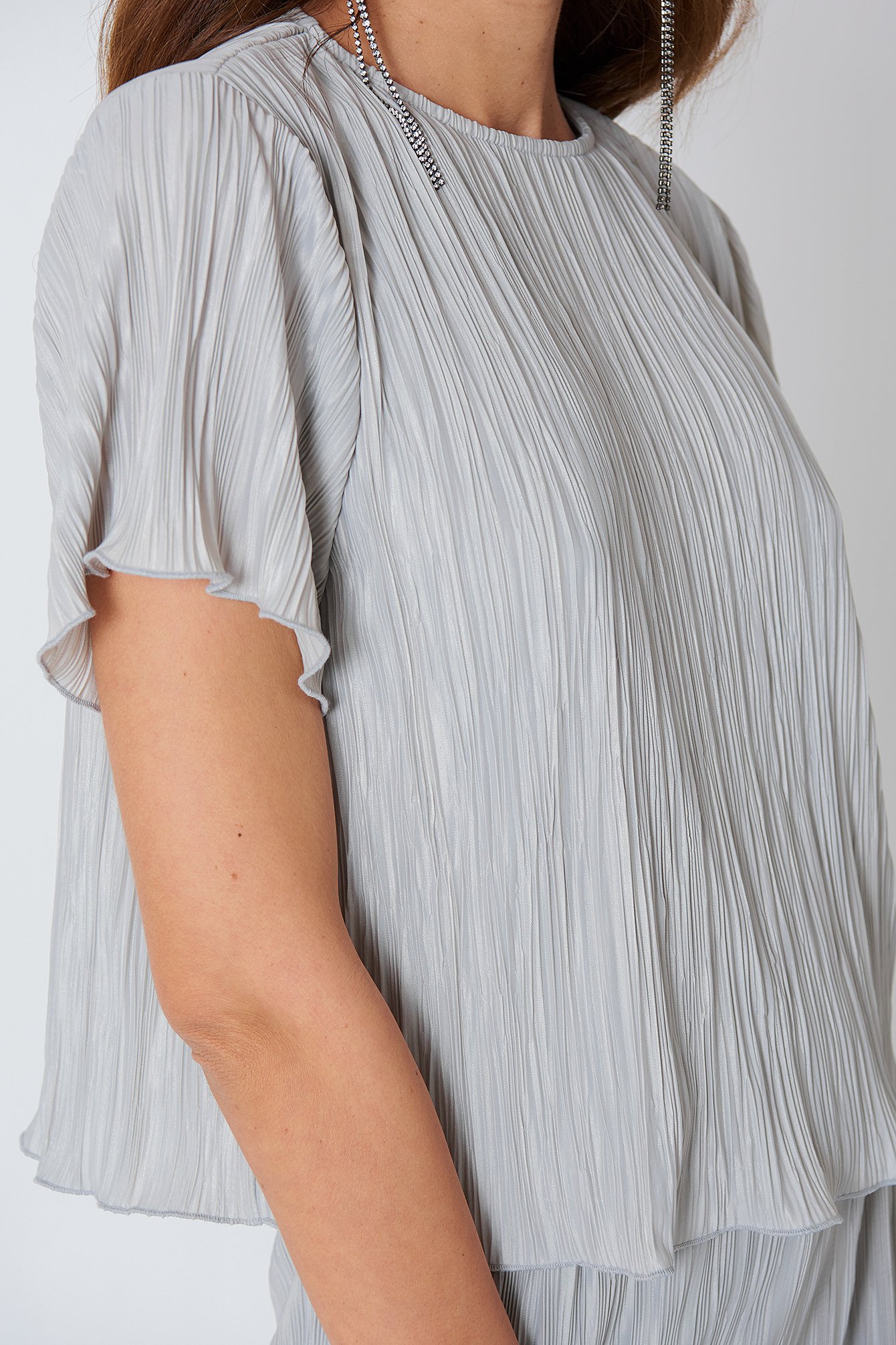 Grey Pleated Top