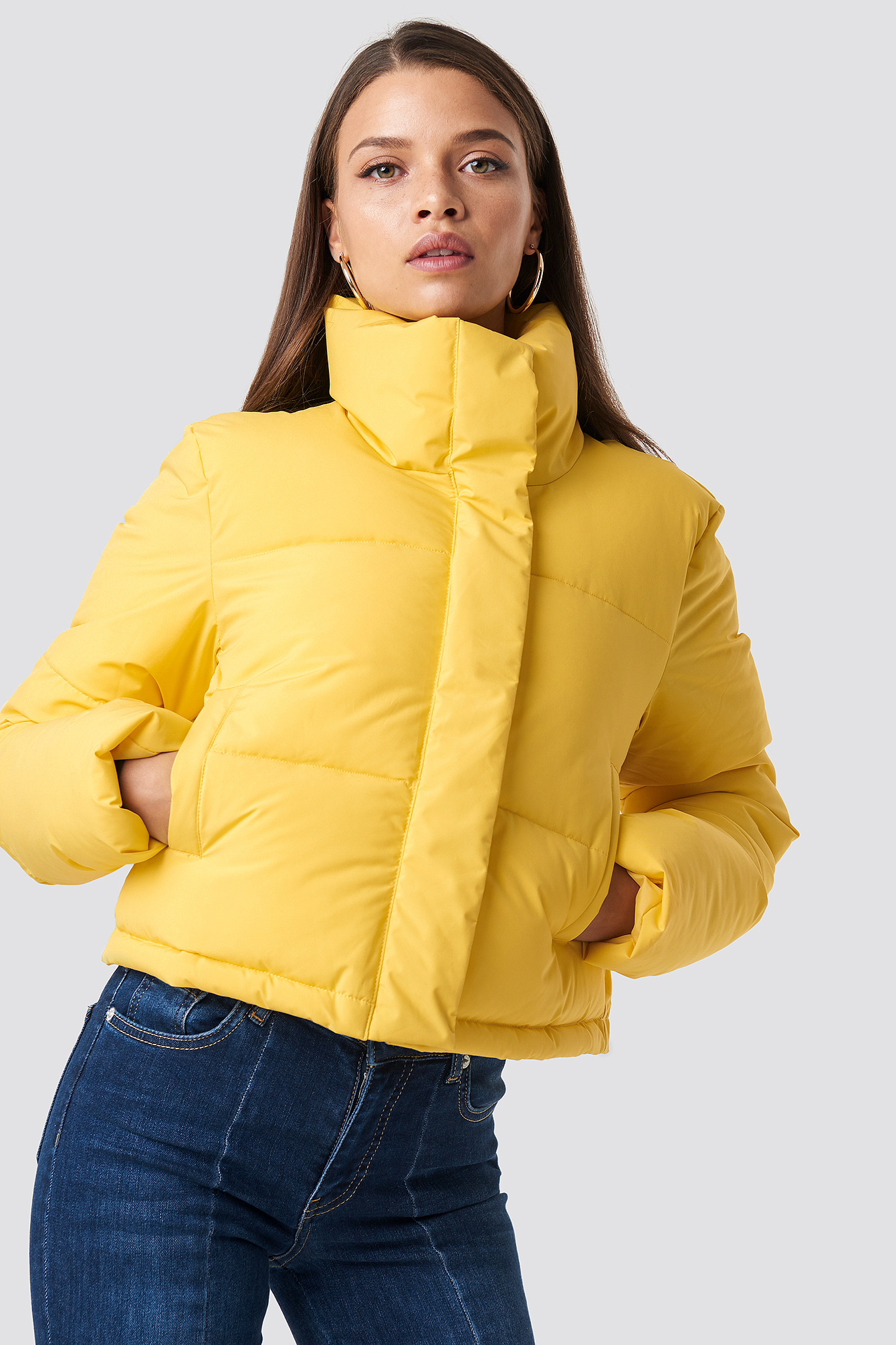 Short Puffy Jacket Yellow