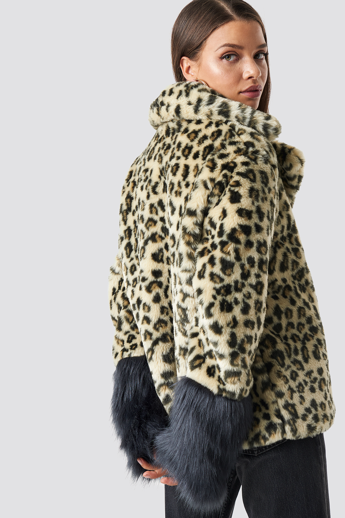 Sleeve Detailed Faux Fur Leo Jacket Brown | na-kd.com