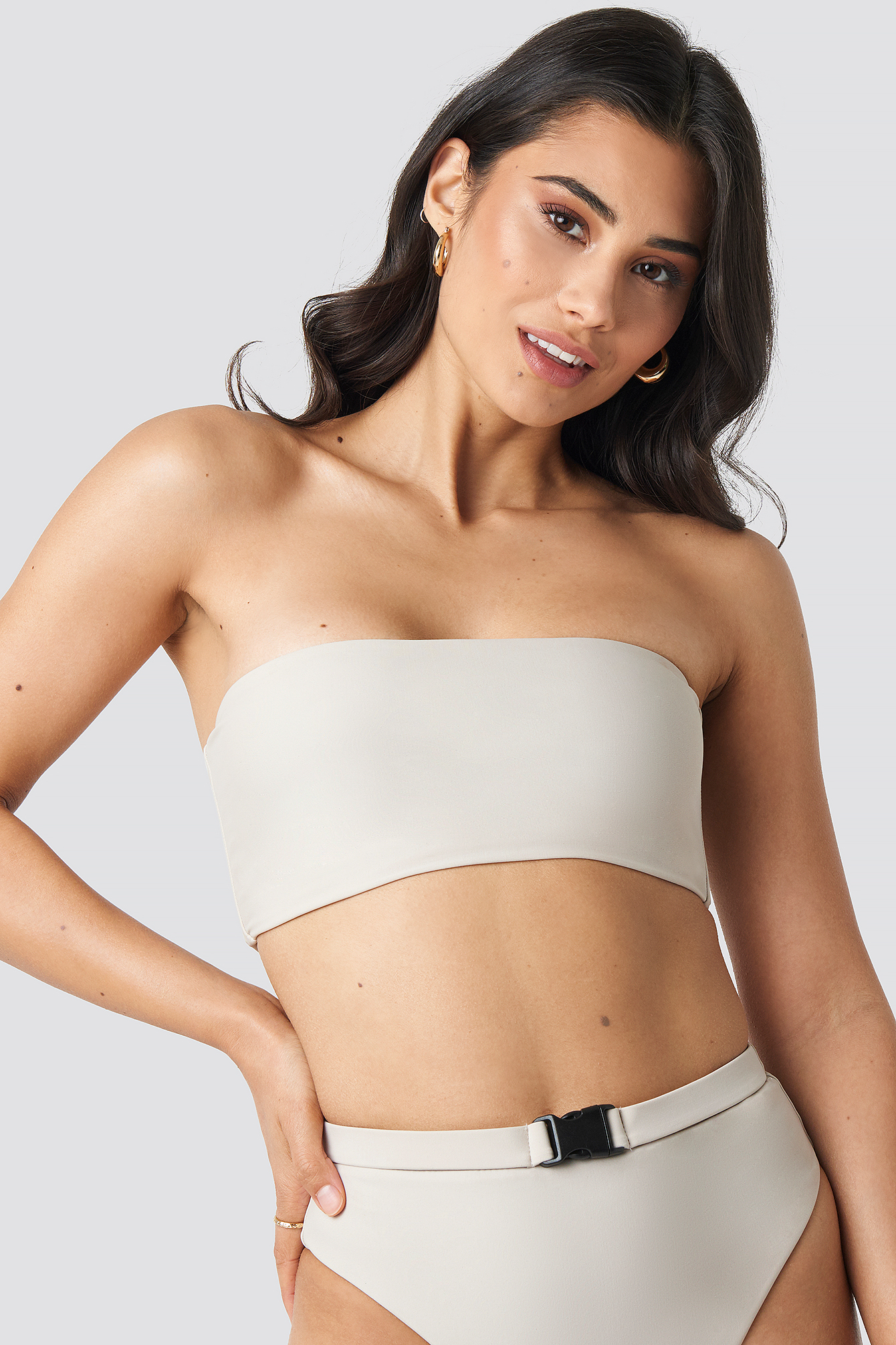Wide Bandeau Bikini Top Clay Gray