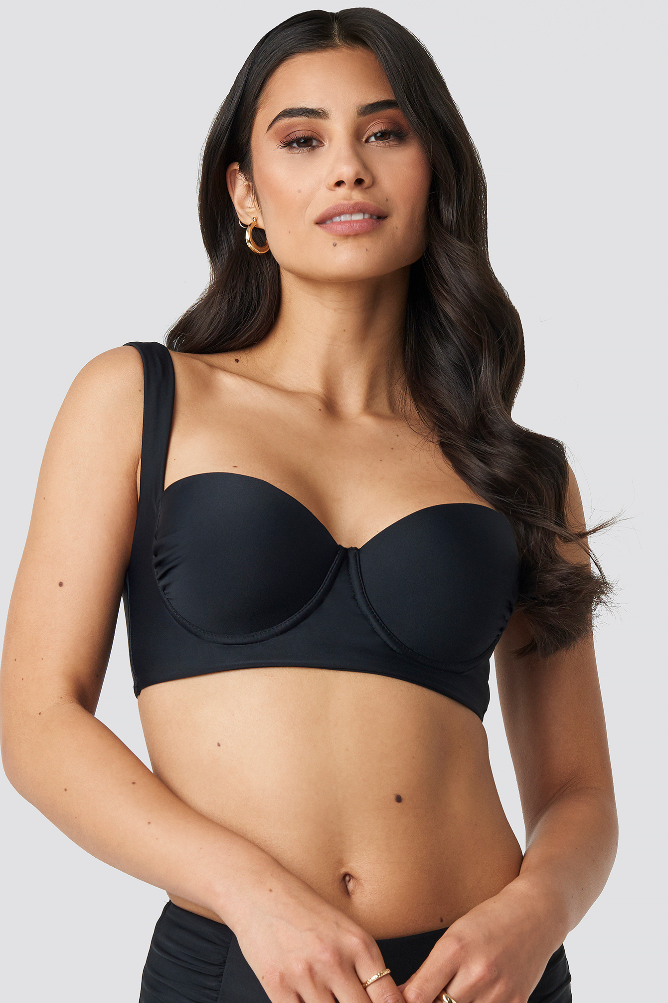 Wide Strap Bikini Top Black