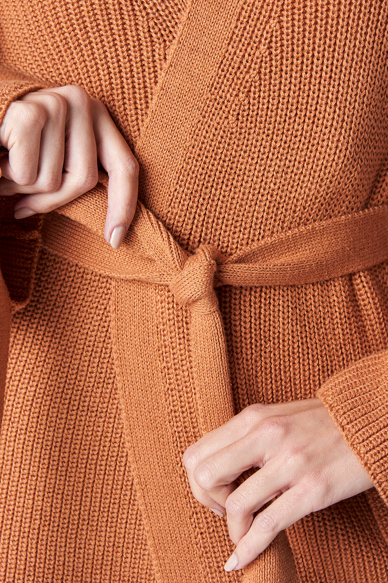 Terracotta Wrapped Knitted Cardigan