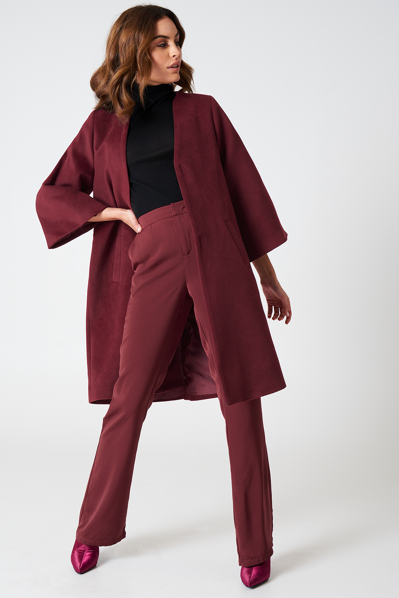 Kimono Sleeve Coat Red | na-kd.com