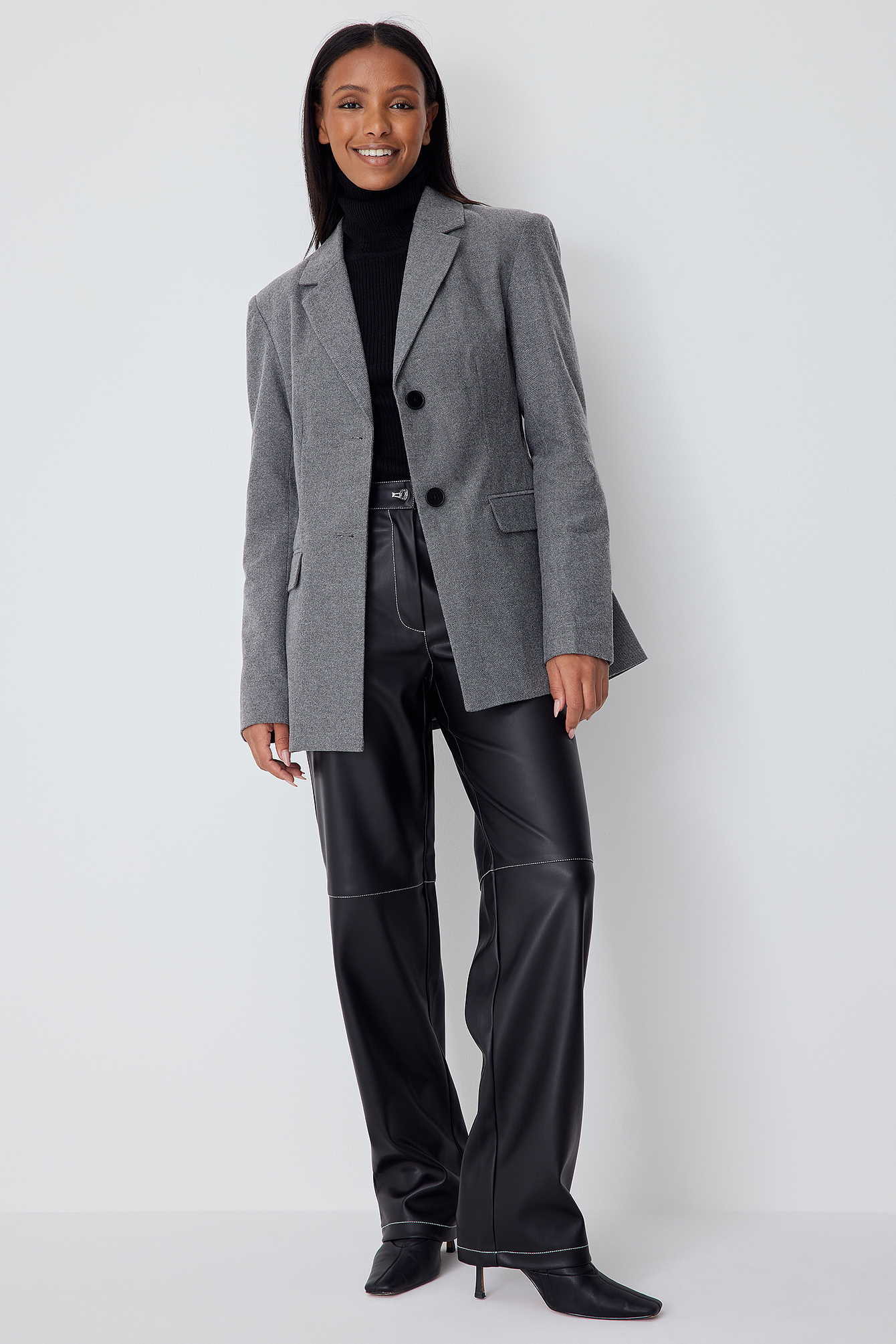 Heavy Fitted Flannel Blazer Grey | na 