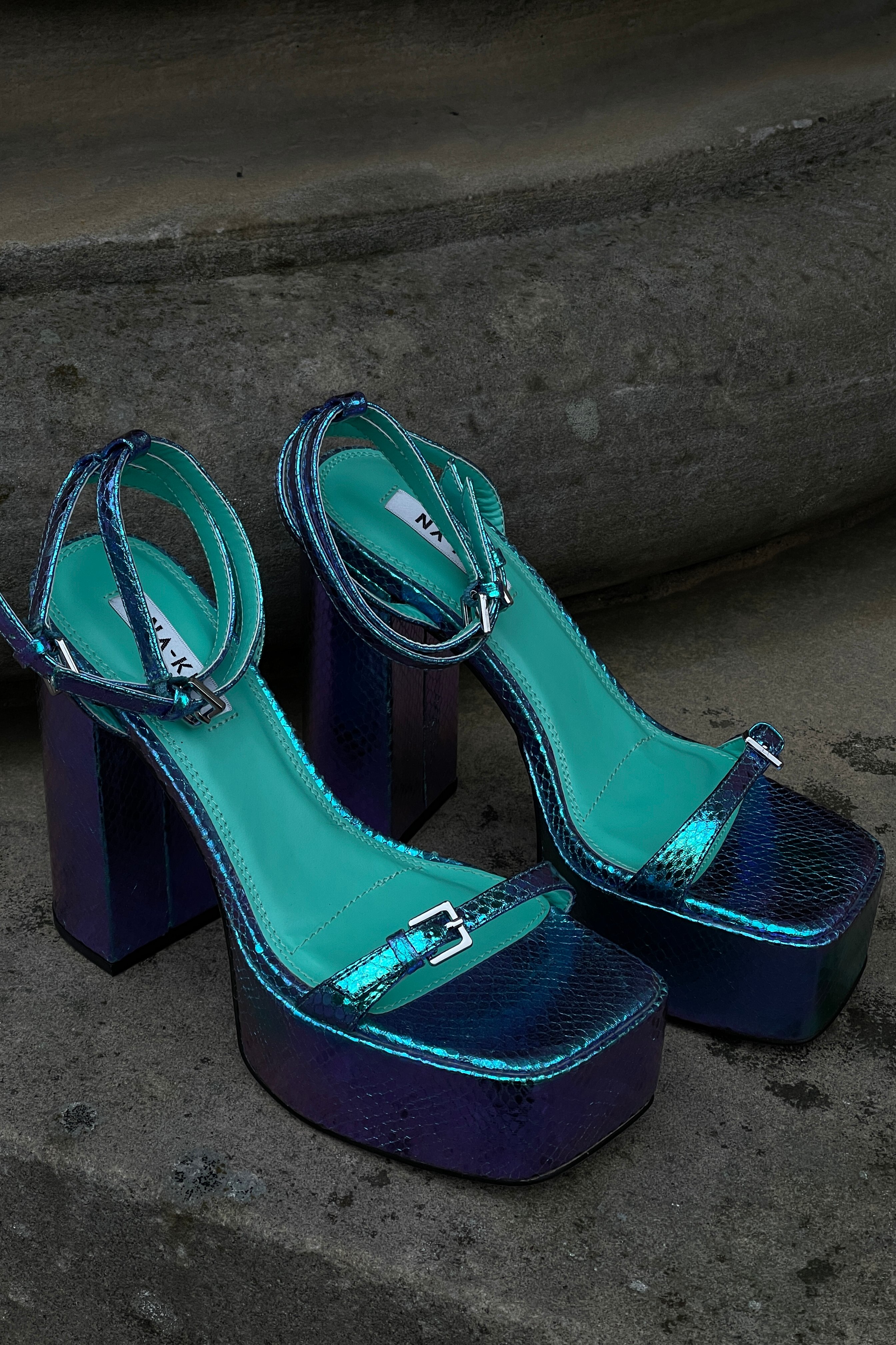 Purple Double Buckle Platform High Heels