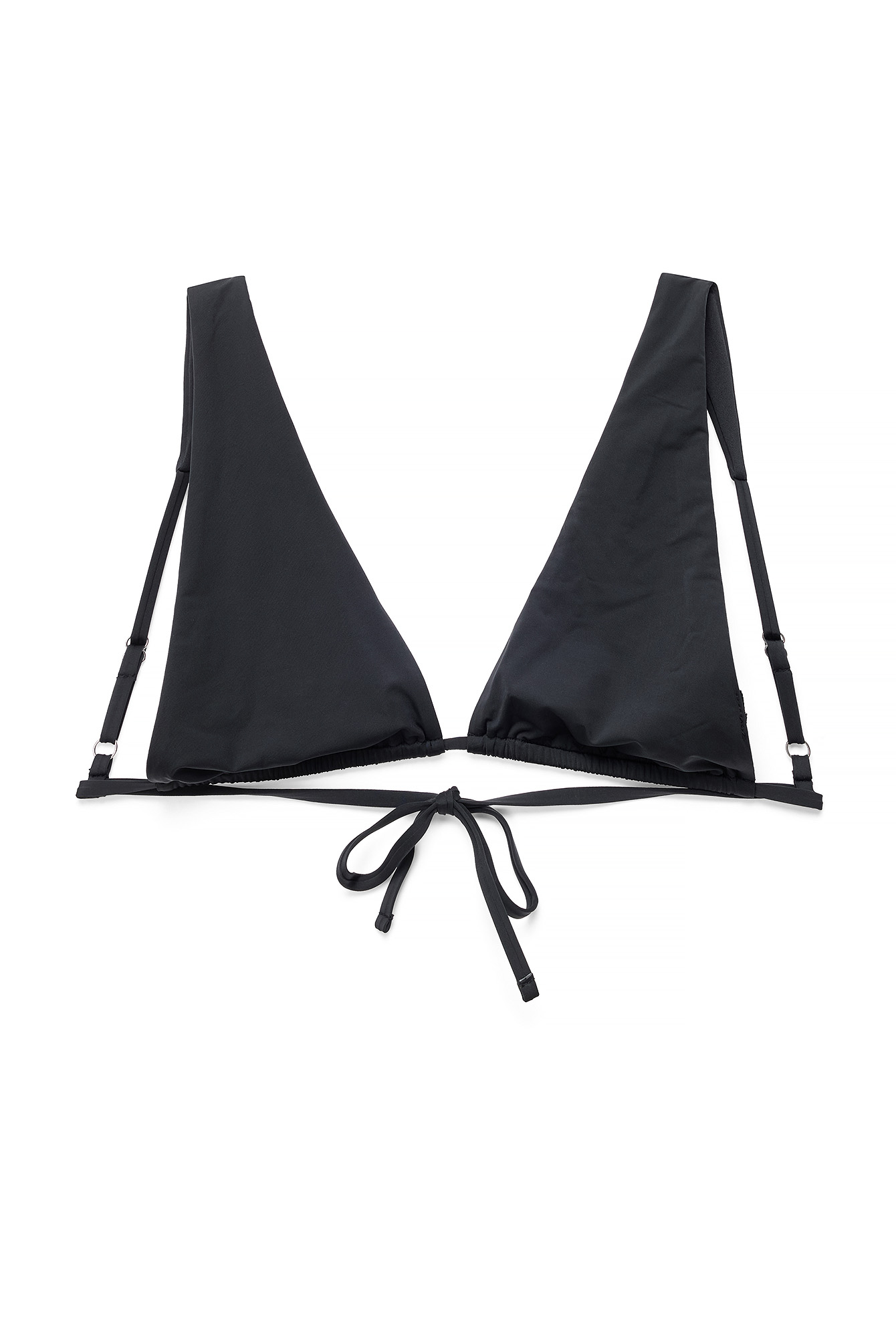 Black High Apex Drawstring Bikini Top