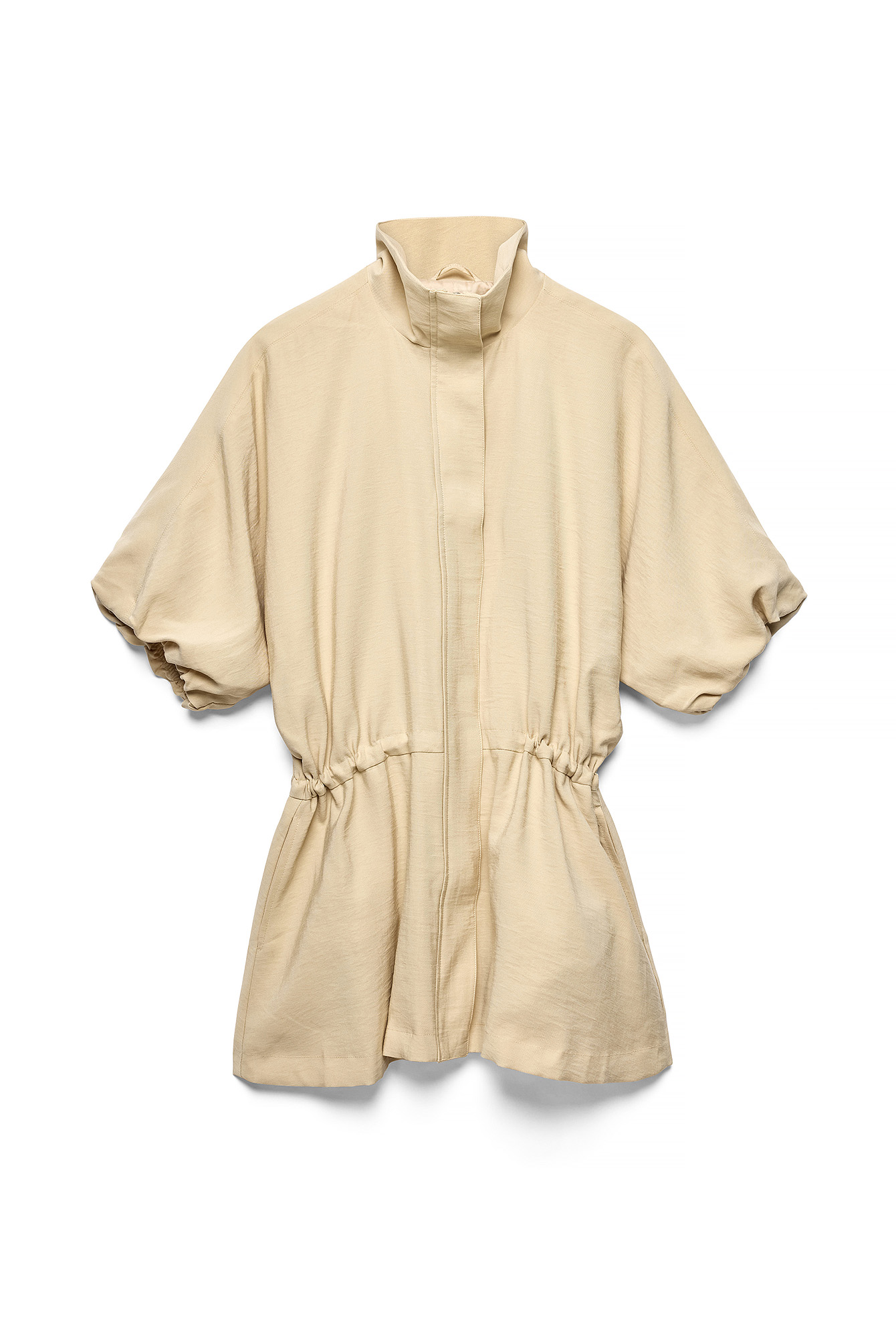 Light Beige High Collar Detail Jacket