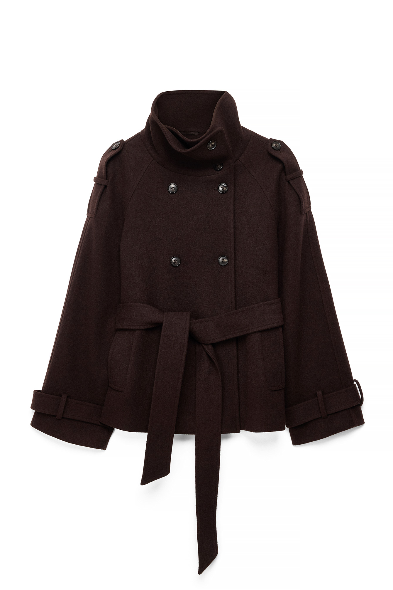 【todayful】wool short coat Oversized Wool Blend Short Coat Brown | NA-KD