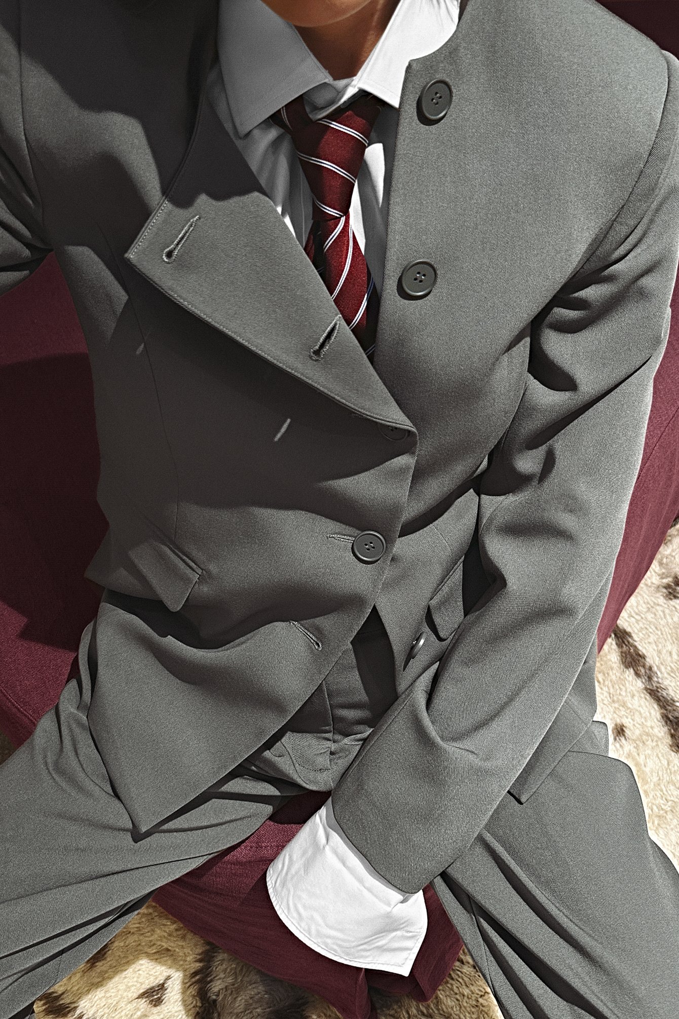 High Neck Buttoned Blazer Grey | NA-KD