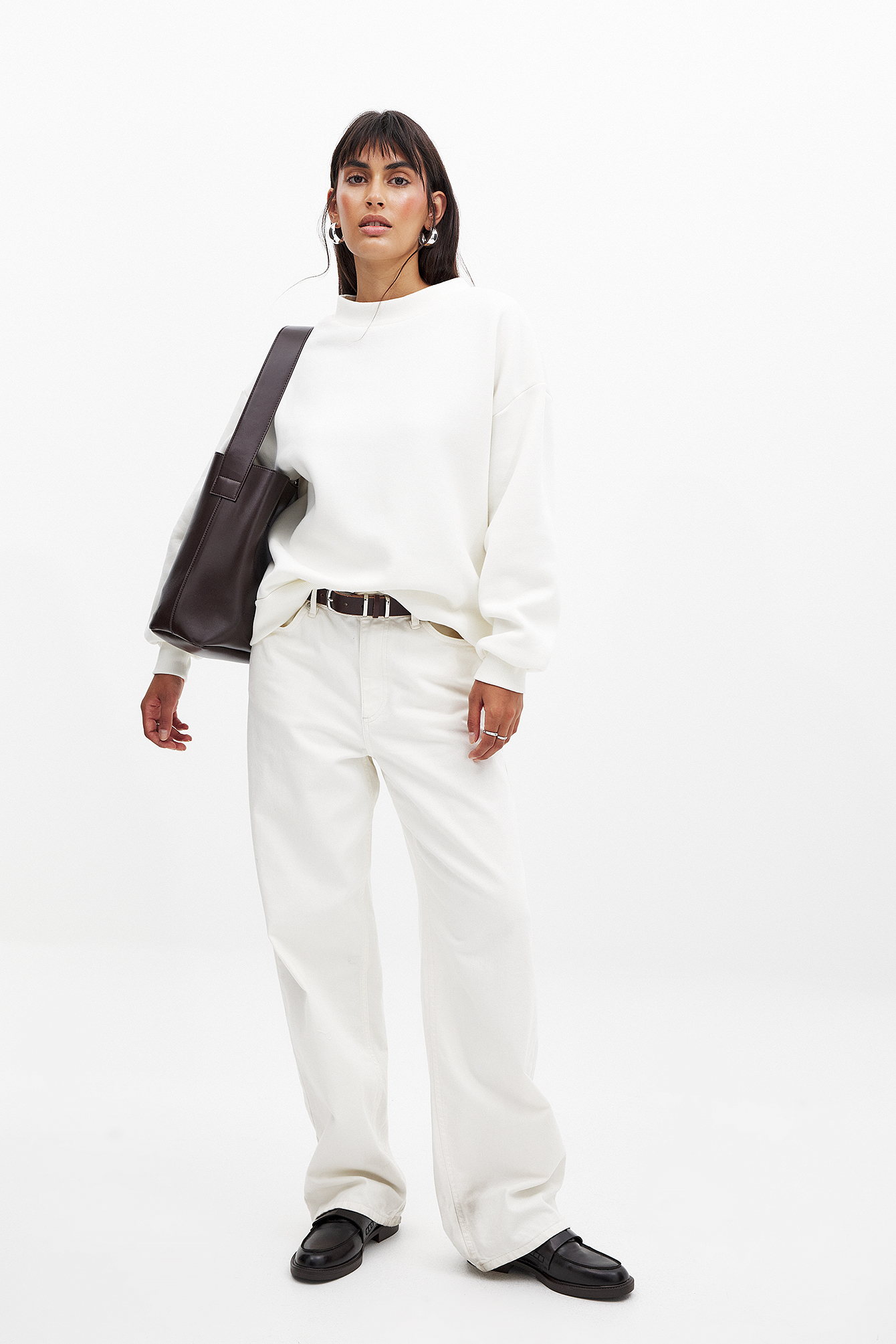 NA-KD Basic - Joggegenser med høy hals og detaljer - Sweatshirts - OffHvit - M (EU 38-40) - NA-KD / NAKD