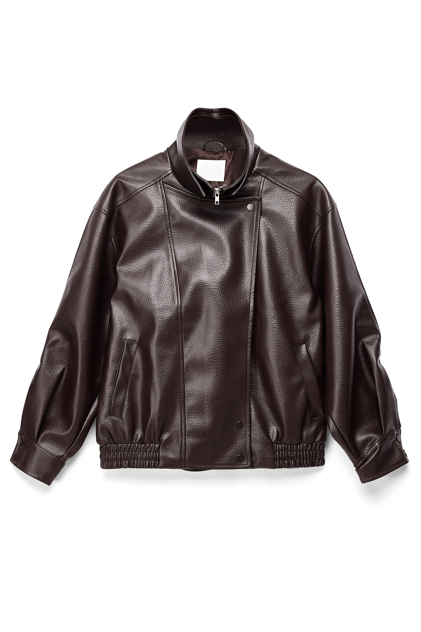 High Neck Faux Leather Jacket