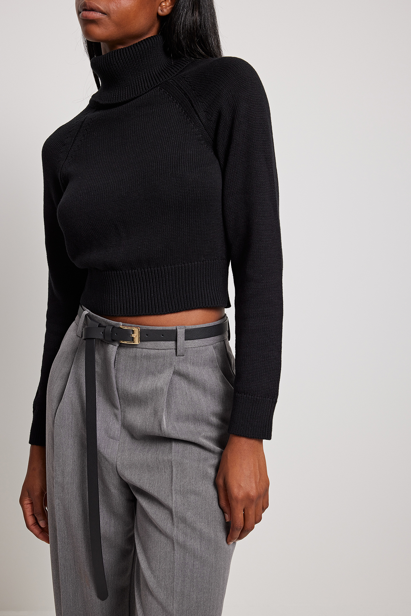 High Neck Knitted Sweater Black | na-kd.com