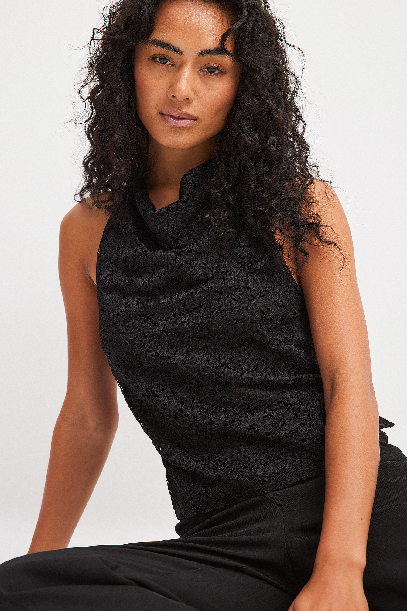 High-Neck Lace Top