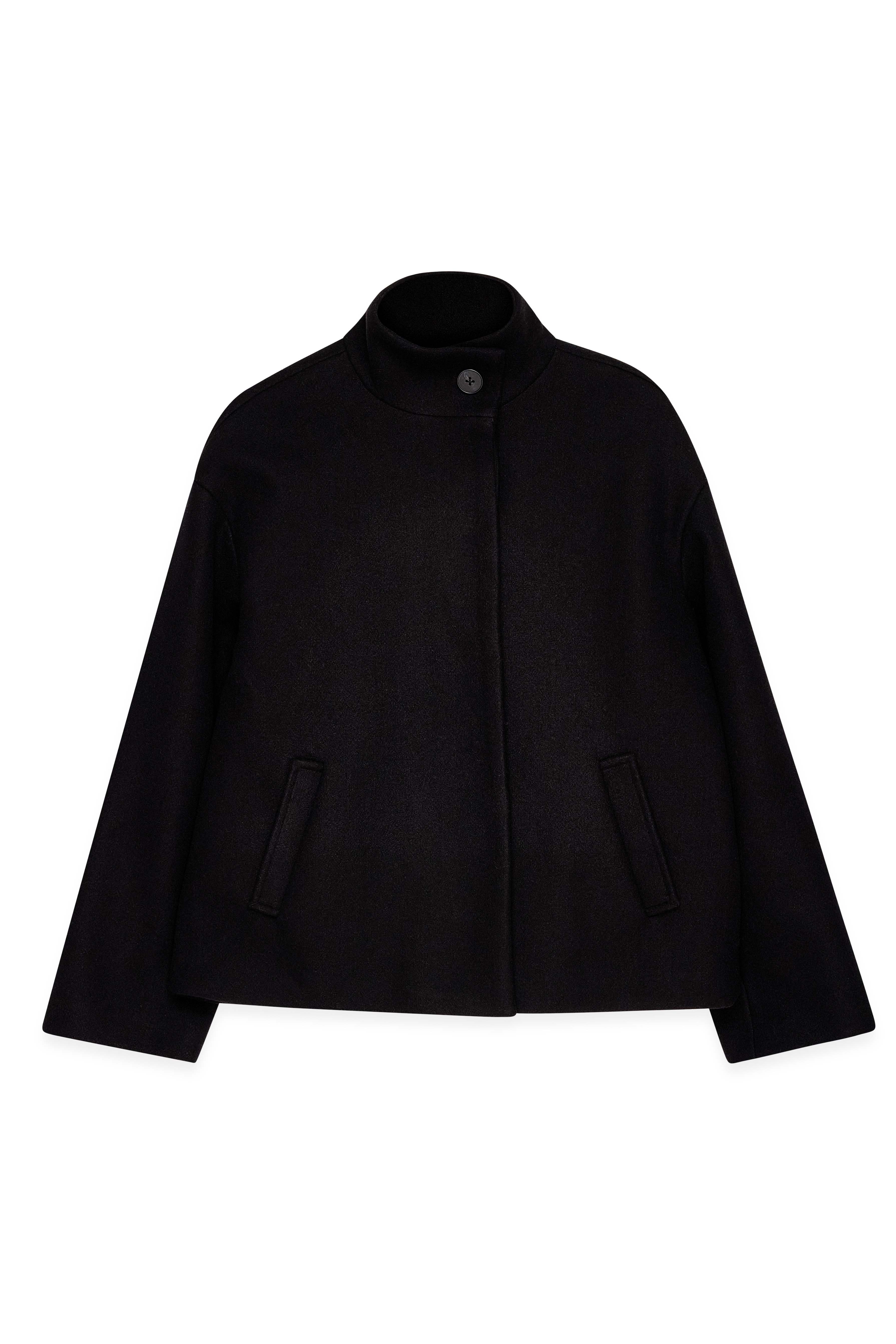 Wool Blend High Neck Short Coat Burgundy | NA-KD