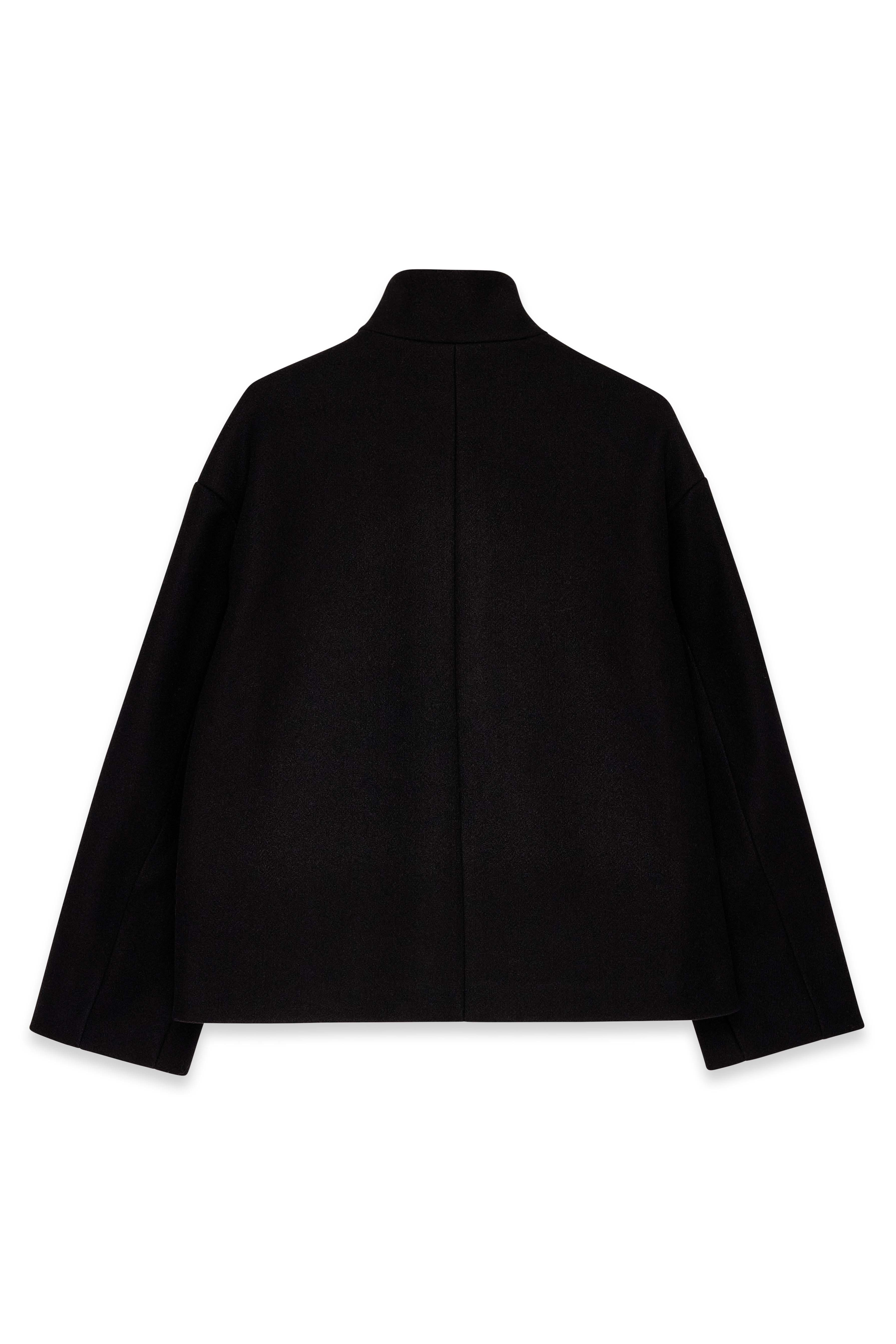 【cornerstone】 HIGH NECK SHORT COATS Wool Blend High Neck Short Coat Black | NA-KD
