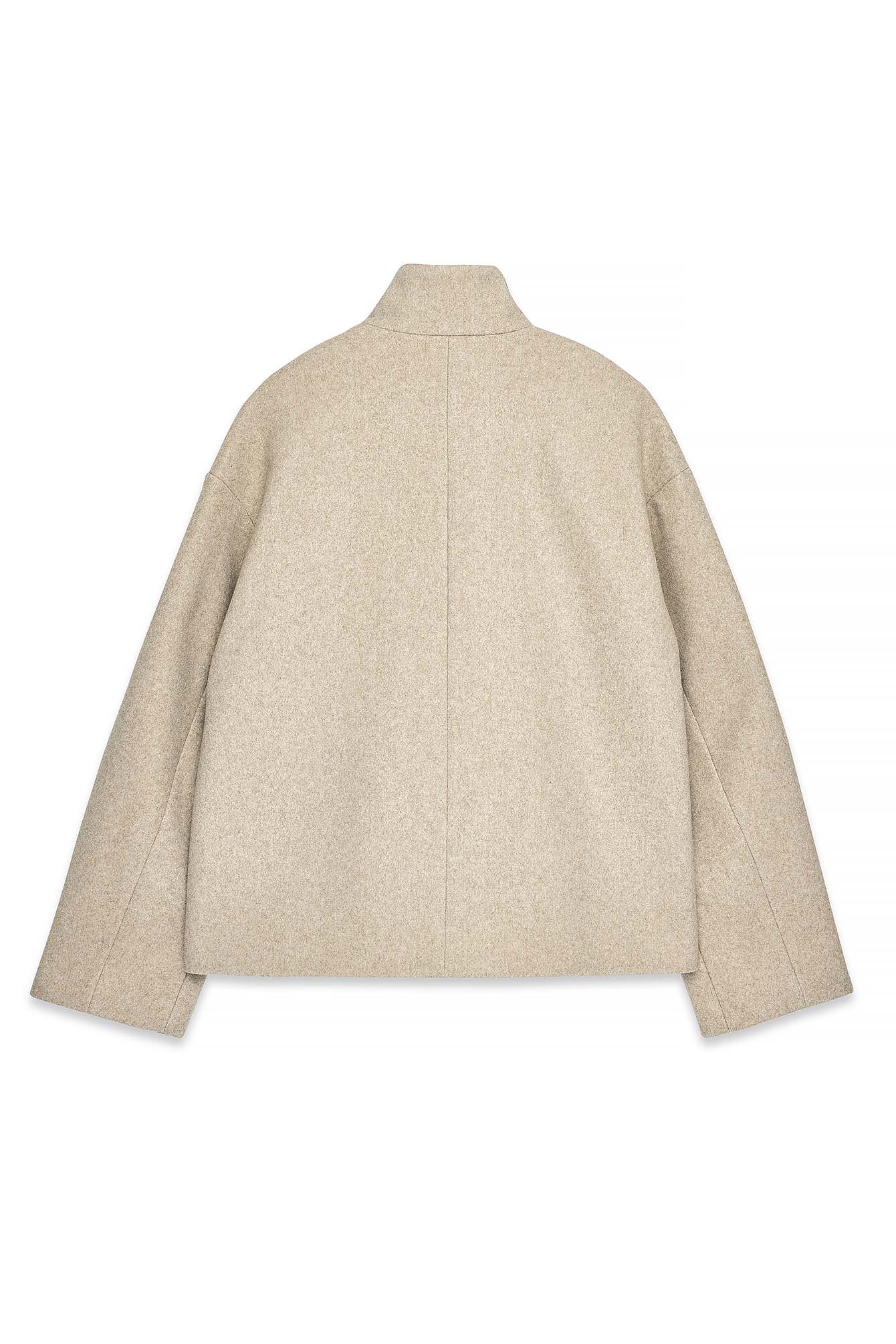 Wool Blend High Neck Short Coat Beige | NA-KD