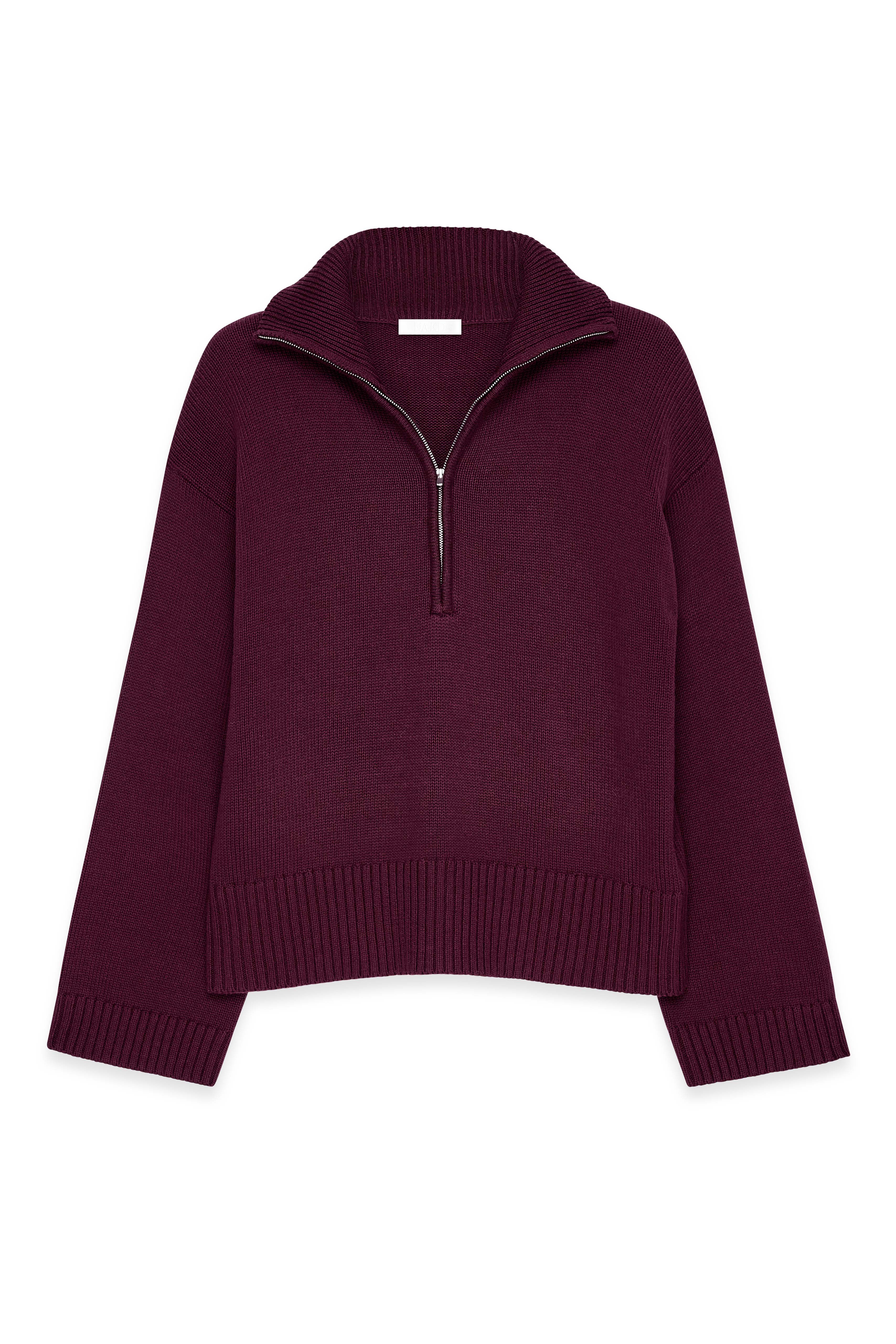 High Neck Zipped Knitted Sweater Offwhite | NA-KD