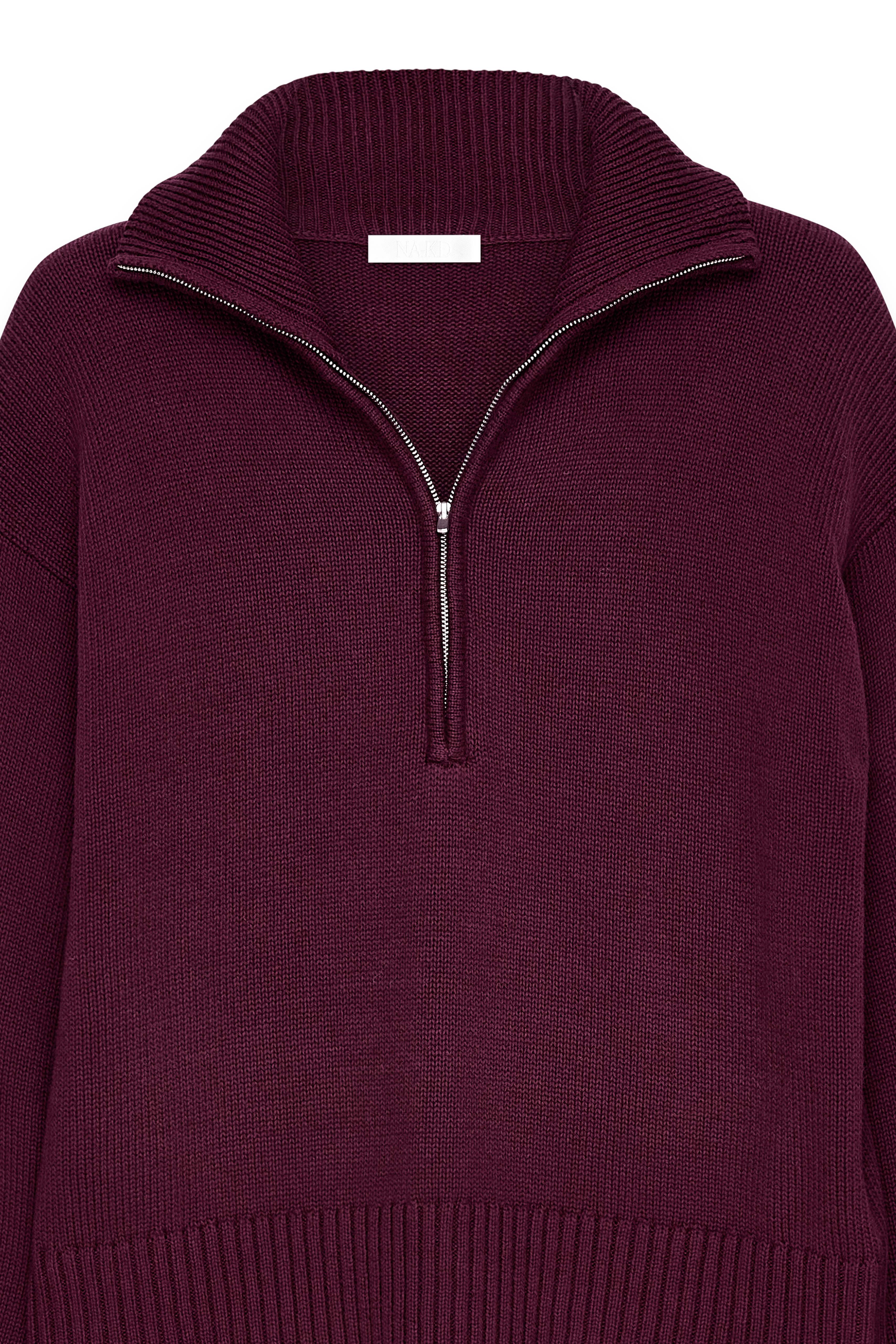 High Neck Zipped Knitted Sweater Offwhite | NA-KD