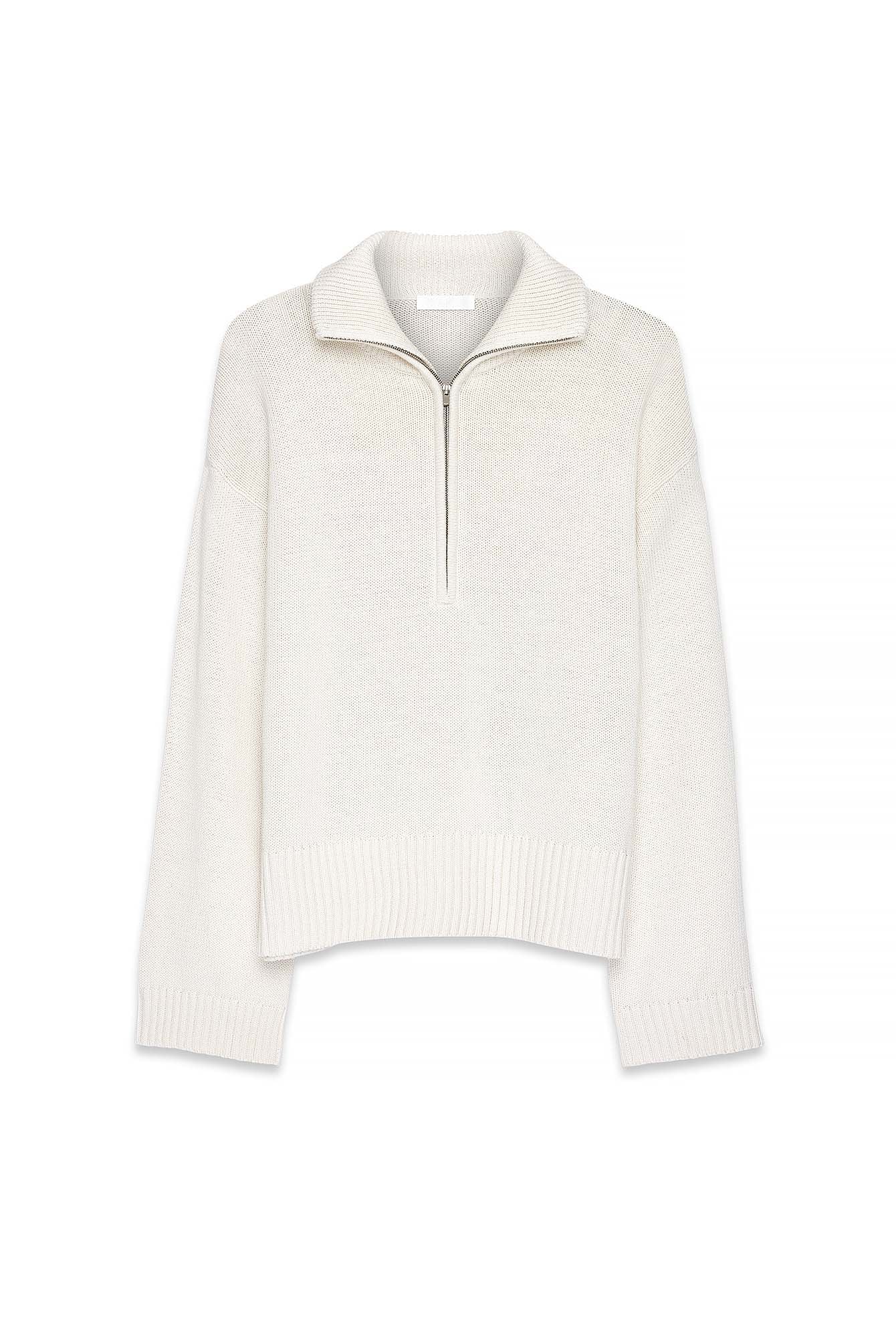 High Neck Zipped Knitted Sweater Offwhite | NA-KD