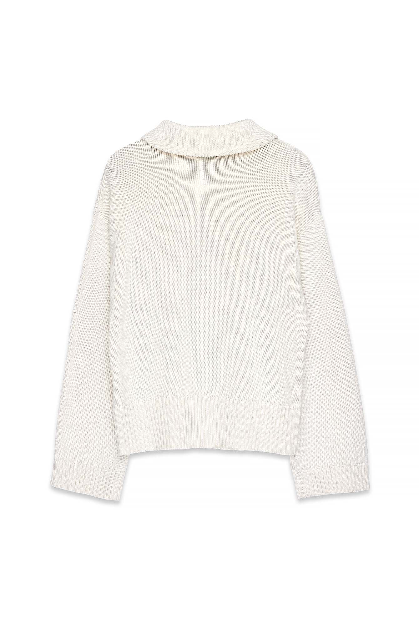 High Neck Zipped Knitted Sweater Offwhite | NA-KD