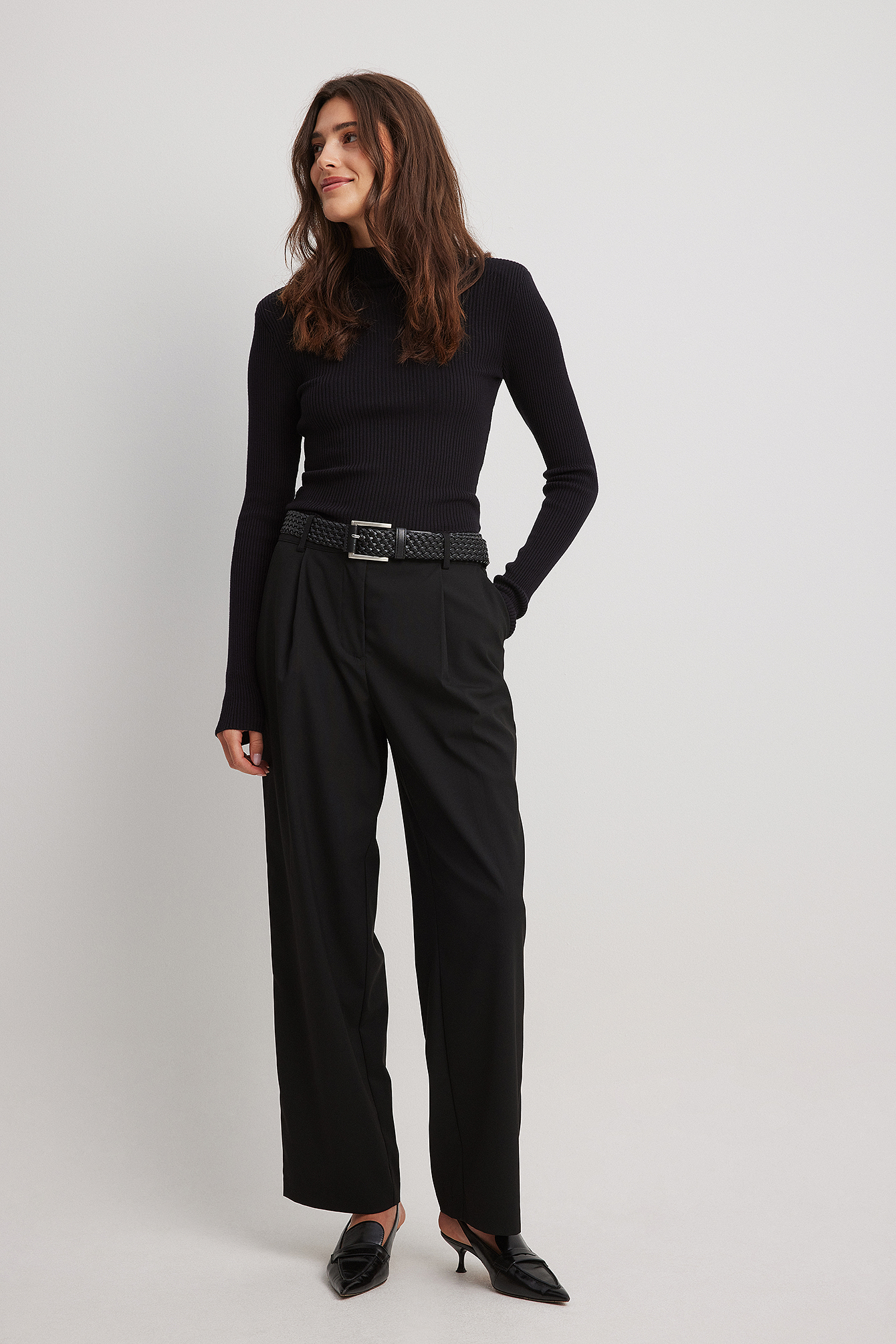 High Waist Ankle Suit Trousers Black | NA-KD