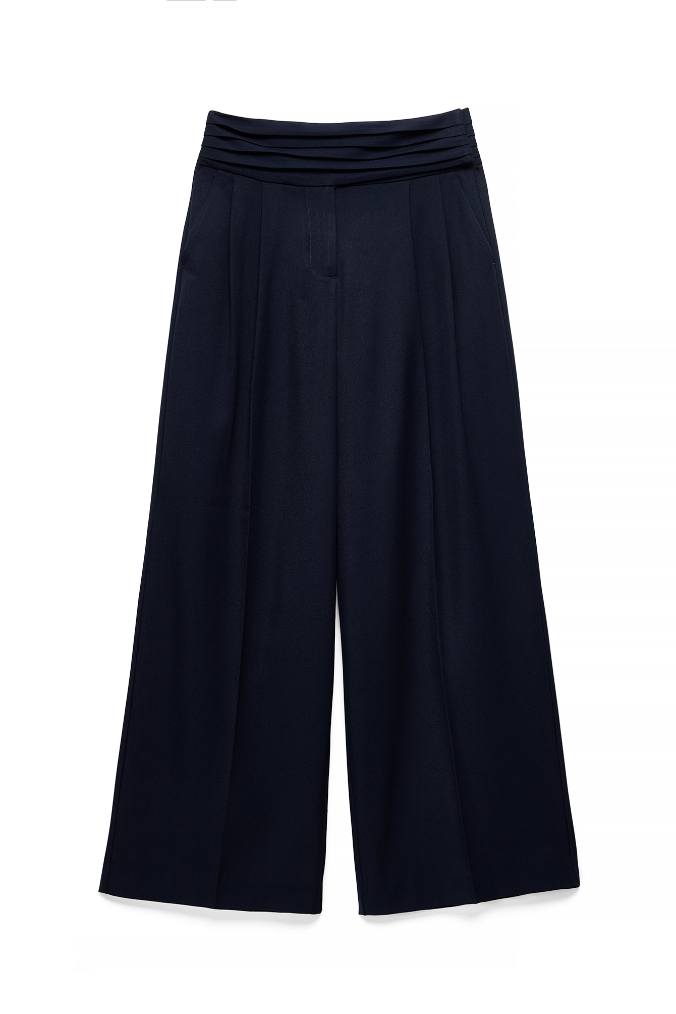 High waist belted pants navy — byxor med fickor från NA-KD