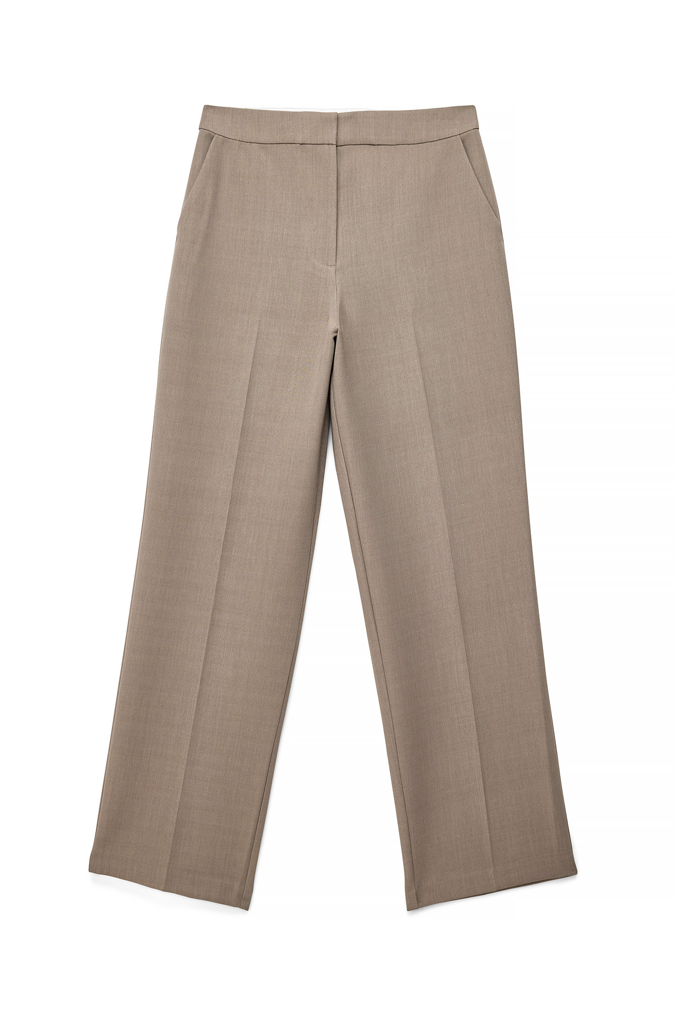 High waist clean details pants dark beige — byxor med fickor från NA-KD