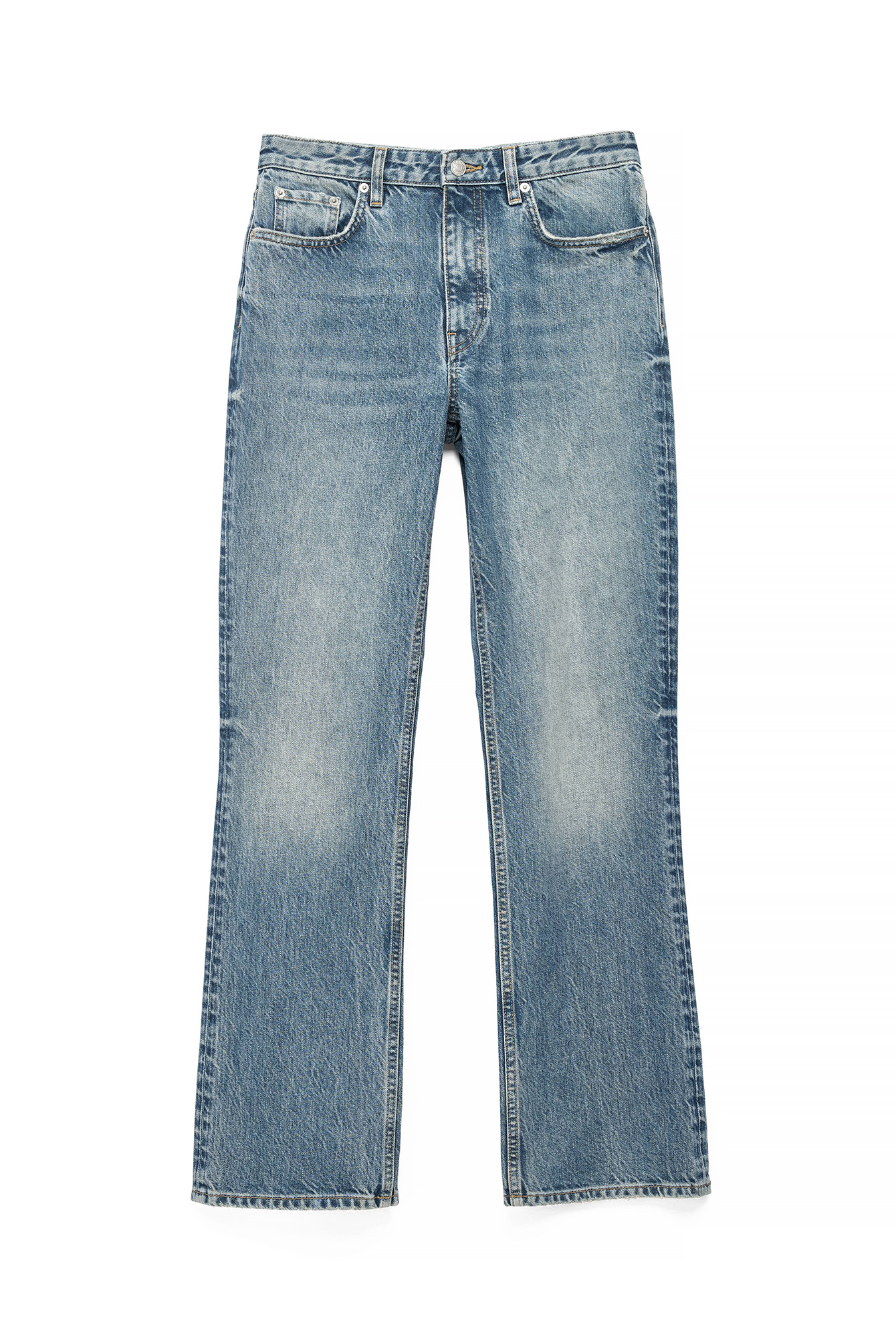 Light Blue Jeans med hög midja och utsvängda ben
