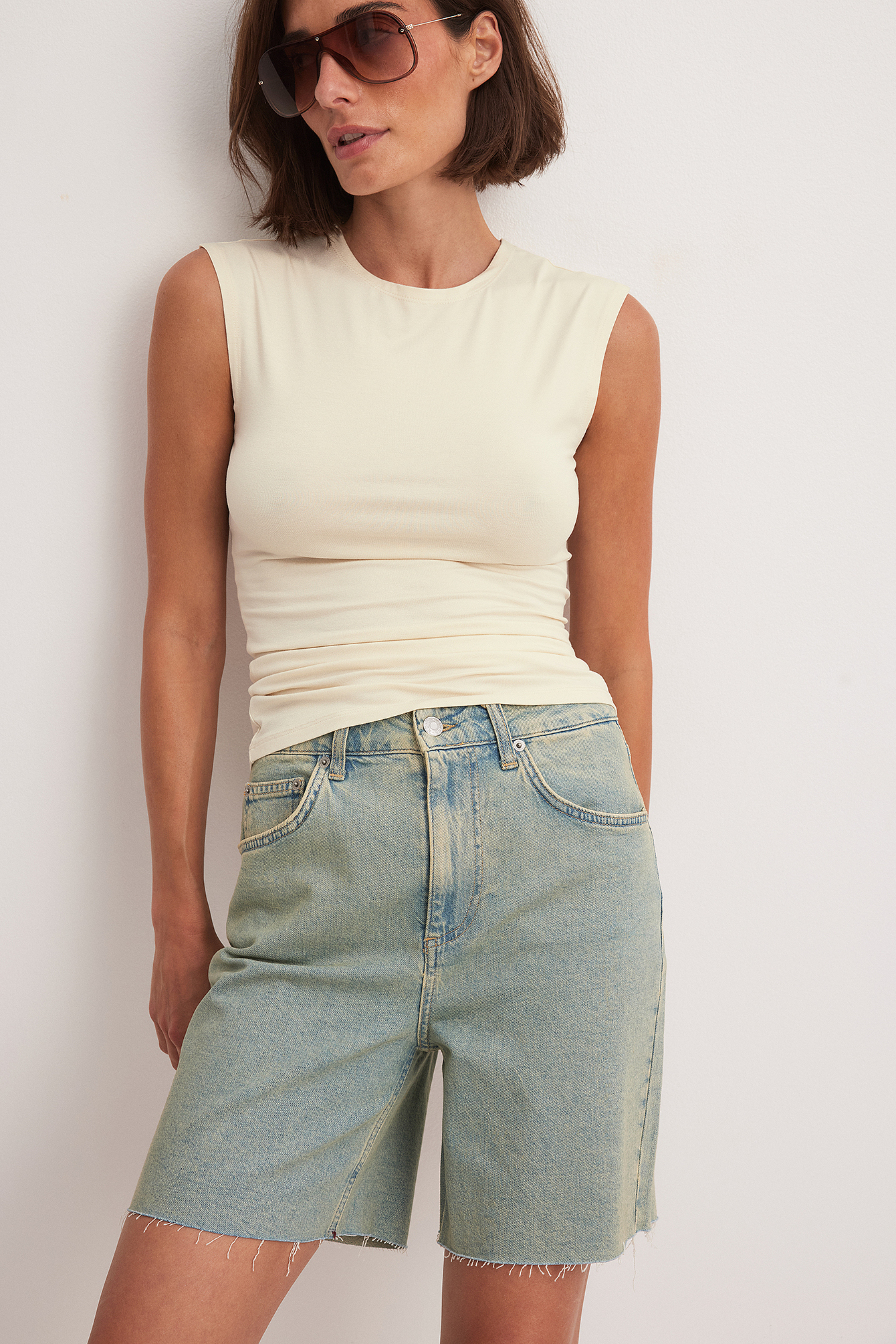 NA-KD High Waist Raw Hem Denim Shorts - Summer Clothing - Blue - EU 32 - NA-KD / NAKD