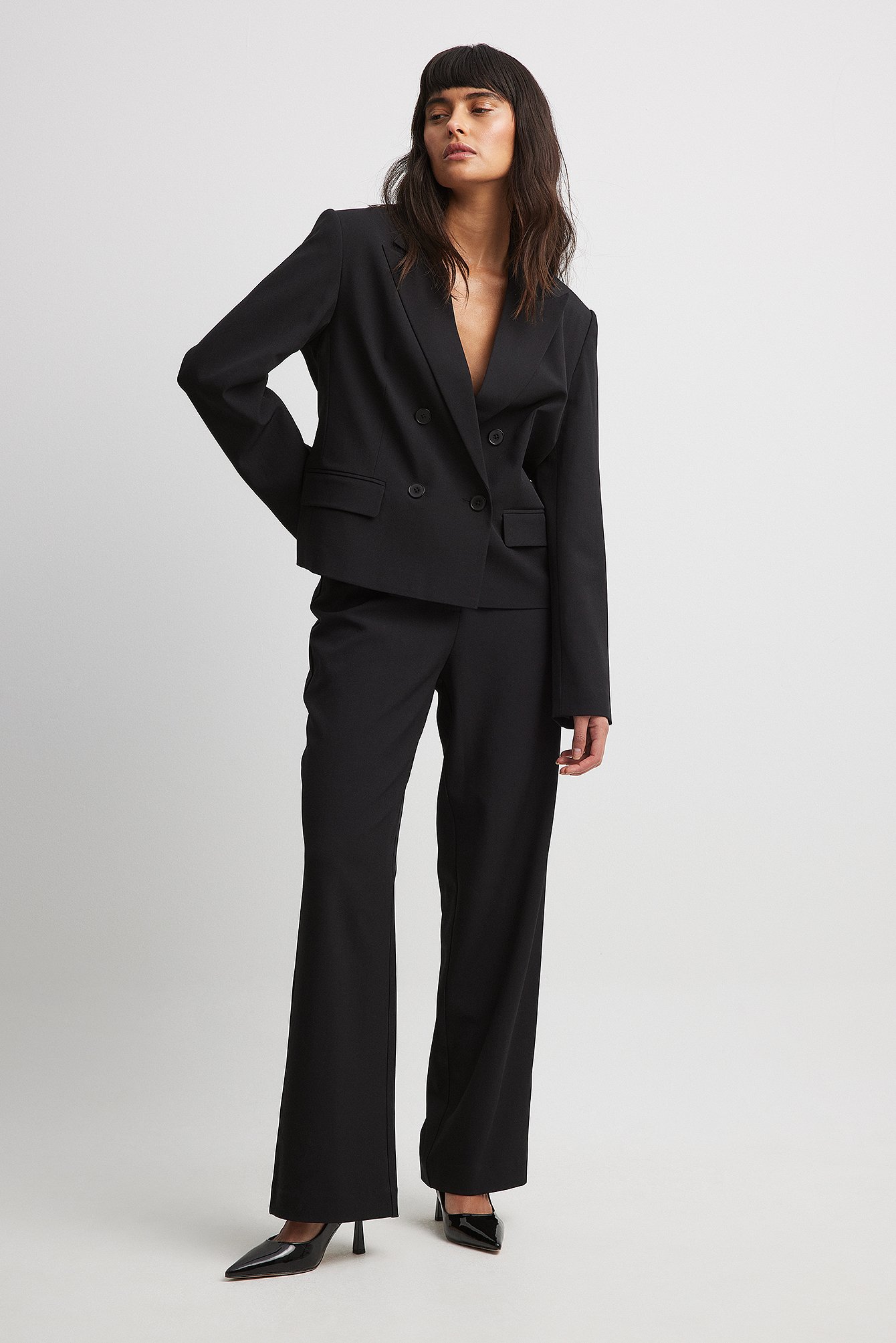 NA-KD High Waist Suit Pants - Work Trousers - Black - EU 34 - NA-KD / NAKD