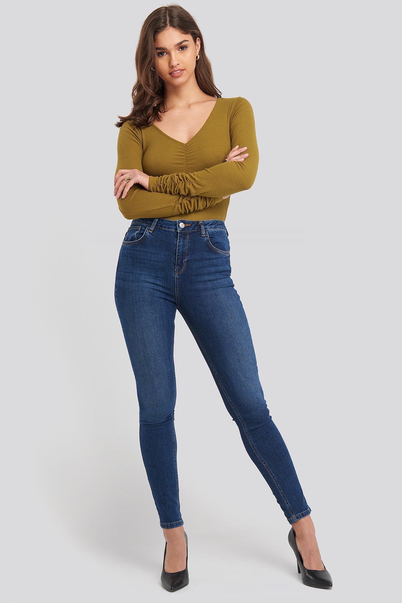 High Waist Skinny Jeans Dark Blue