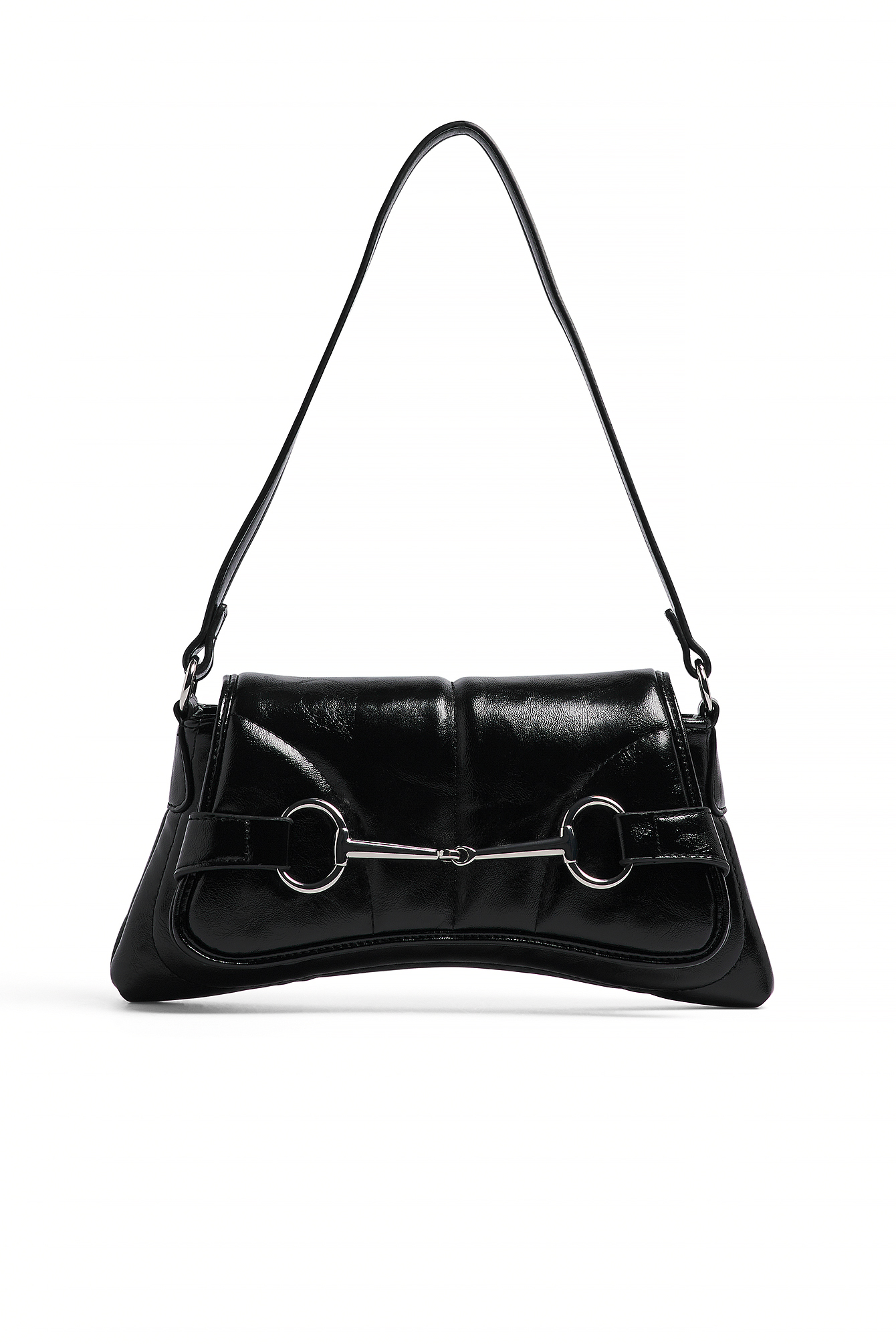 DIAMOND HORSEBIT SHOULDER BAG 24 IN BLACK CALFSKIN GOLD HARDWARE main image 0