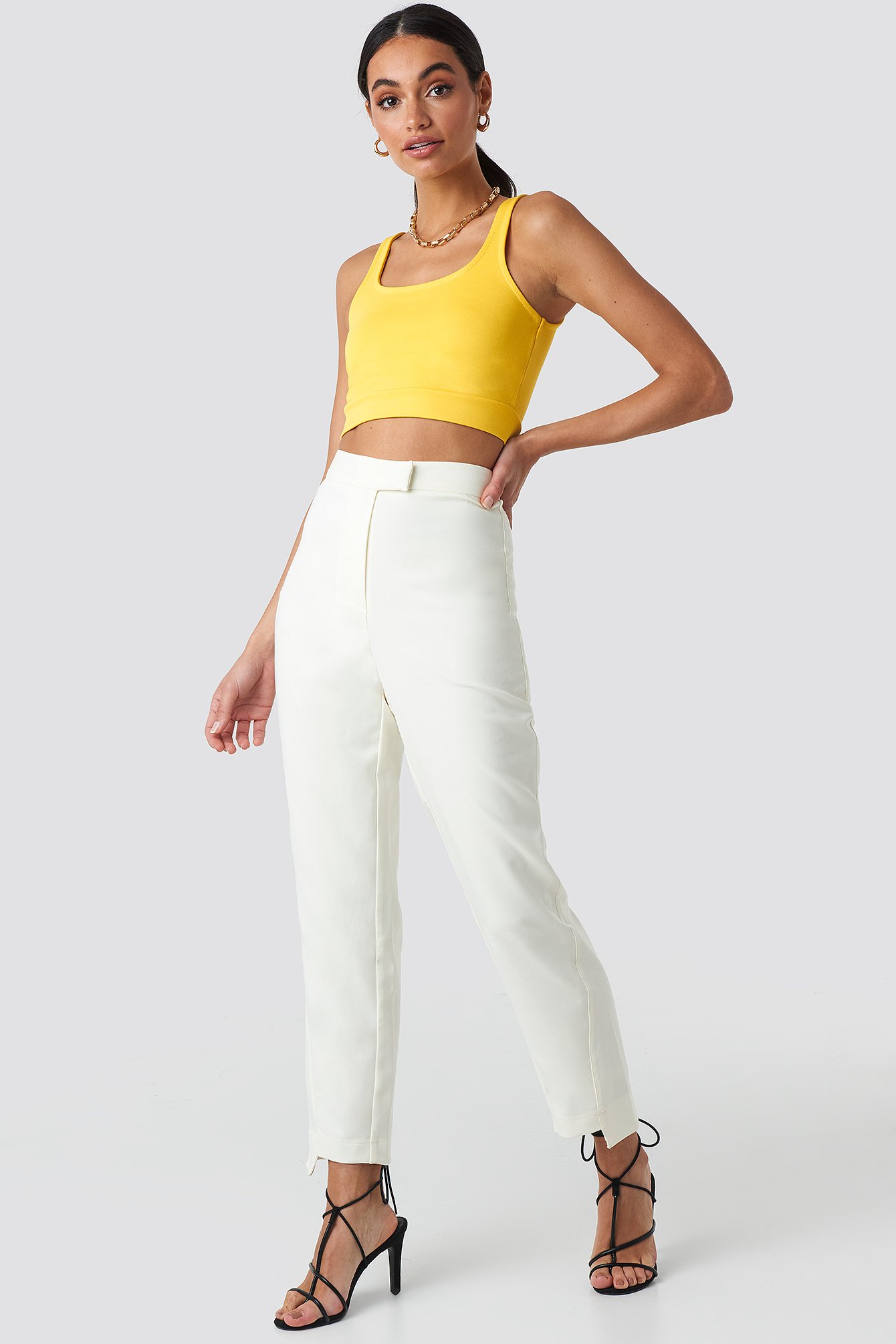 Asymmetrical Hem Suit Pants White | na-kd.com