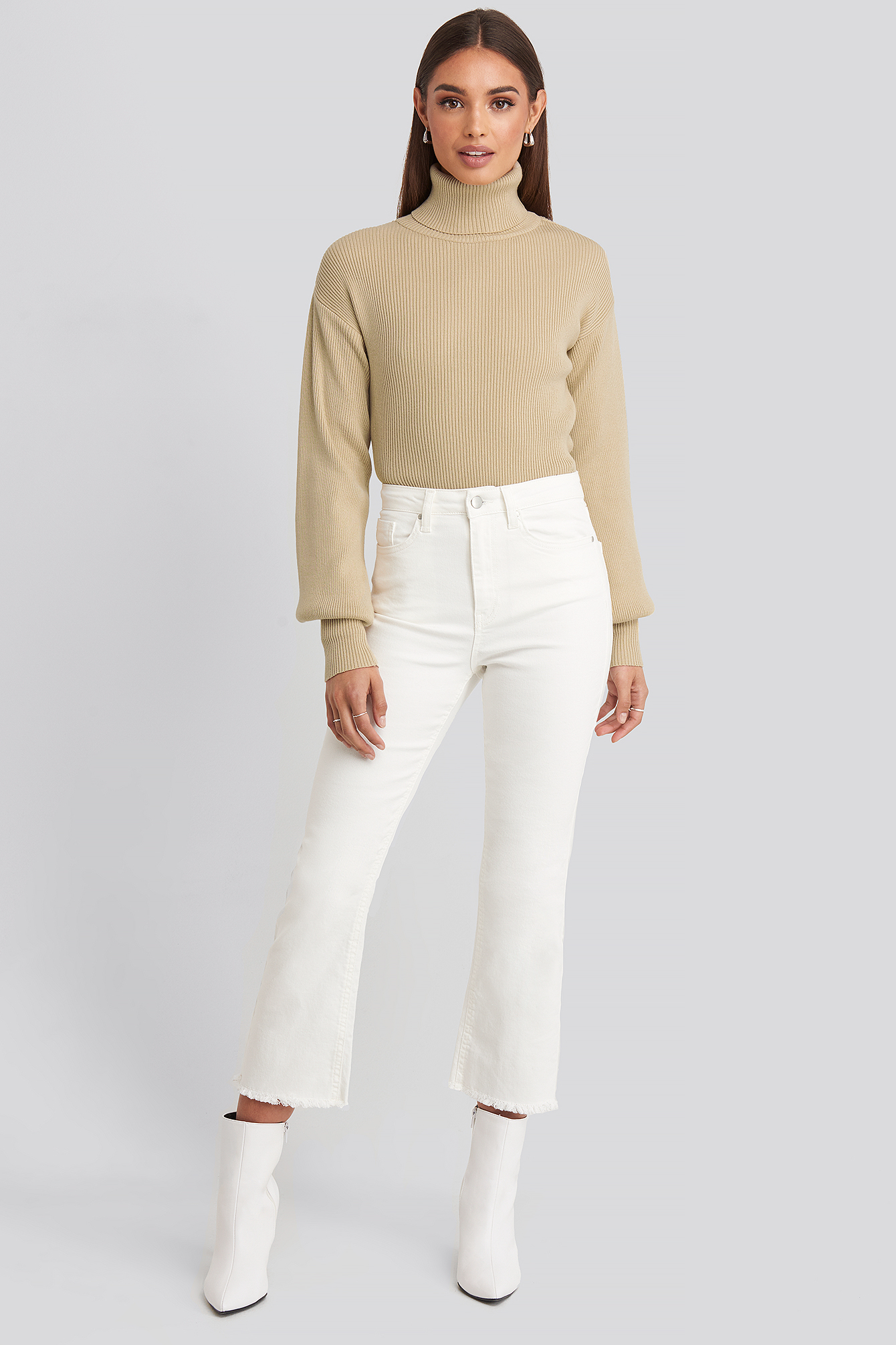Cropped Flared Jeans Off White