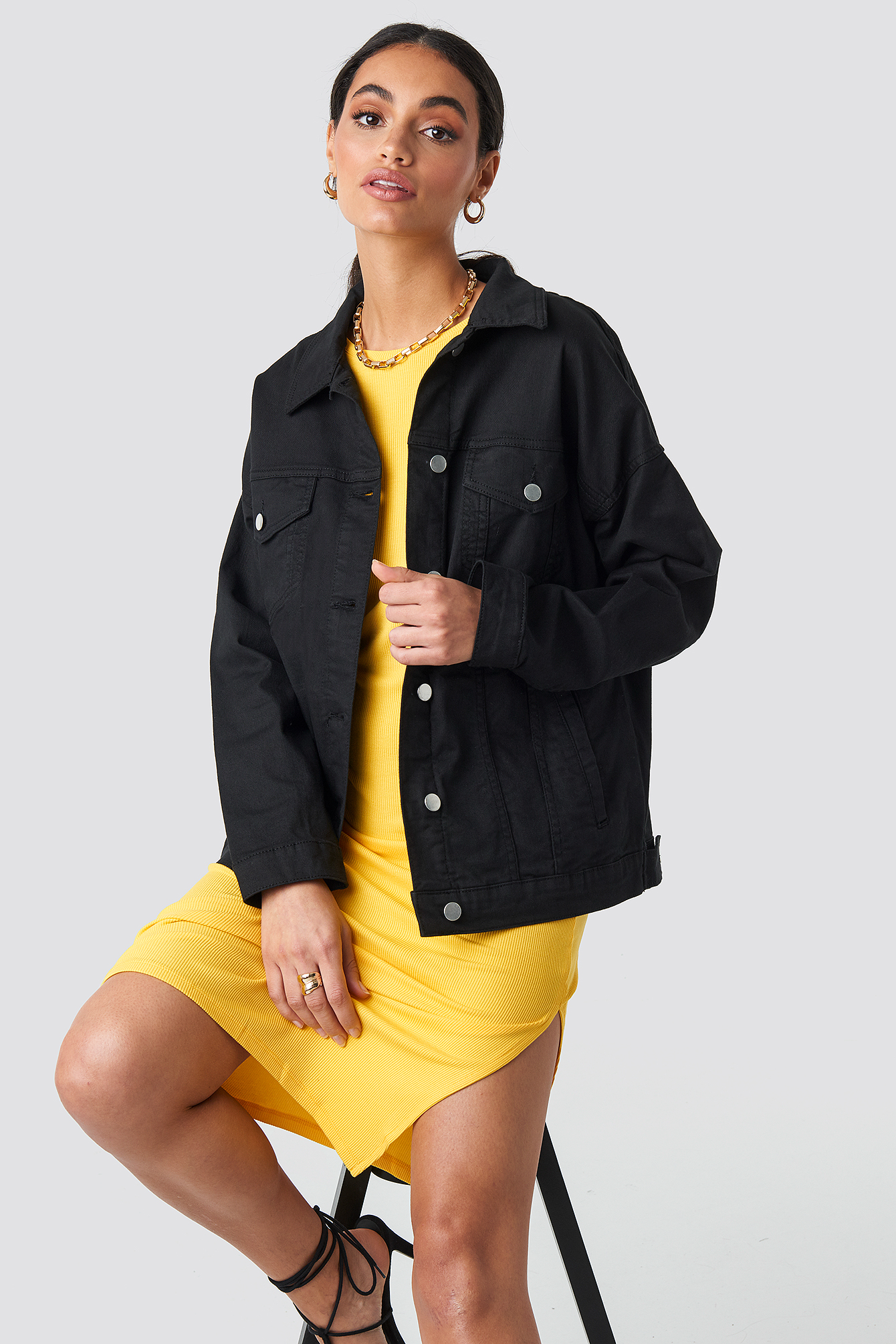 Oversized Denim Jacket Washed Black