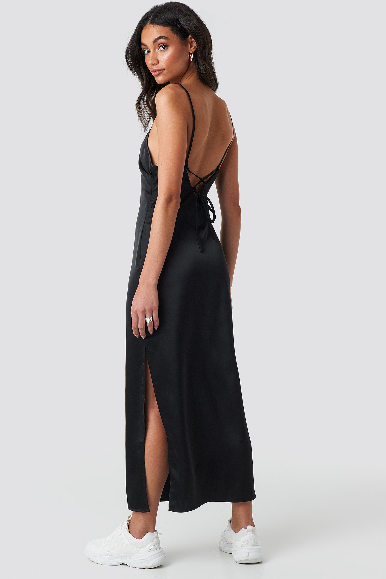 Side Slit Midi Dress Black