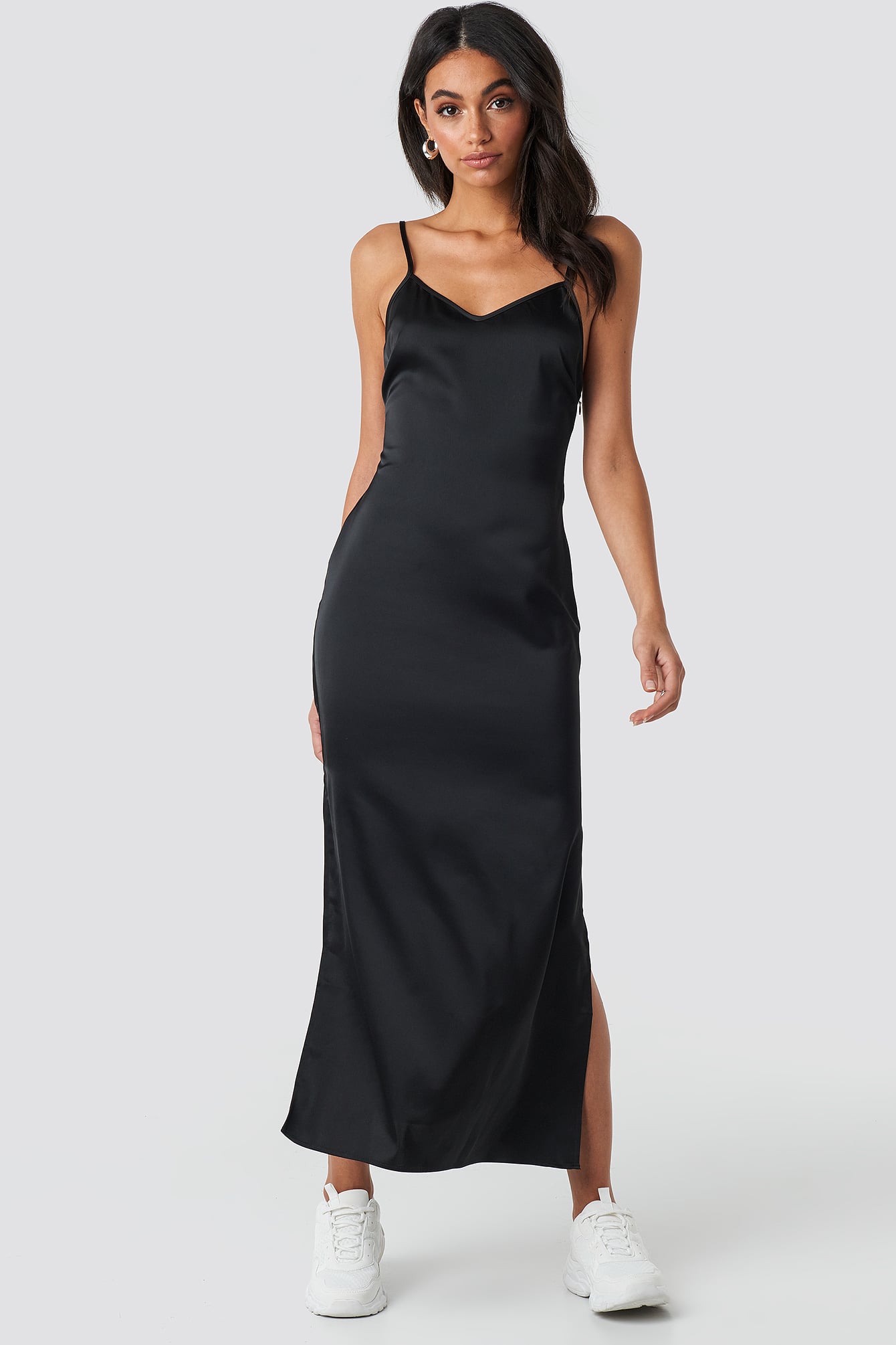 Side Slit Midi Dress Black
