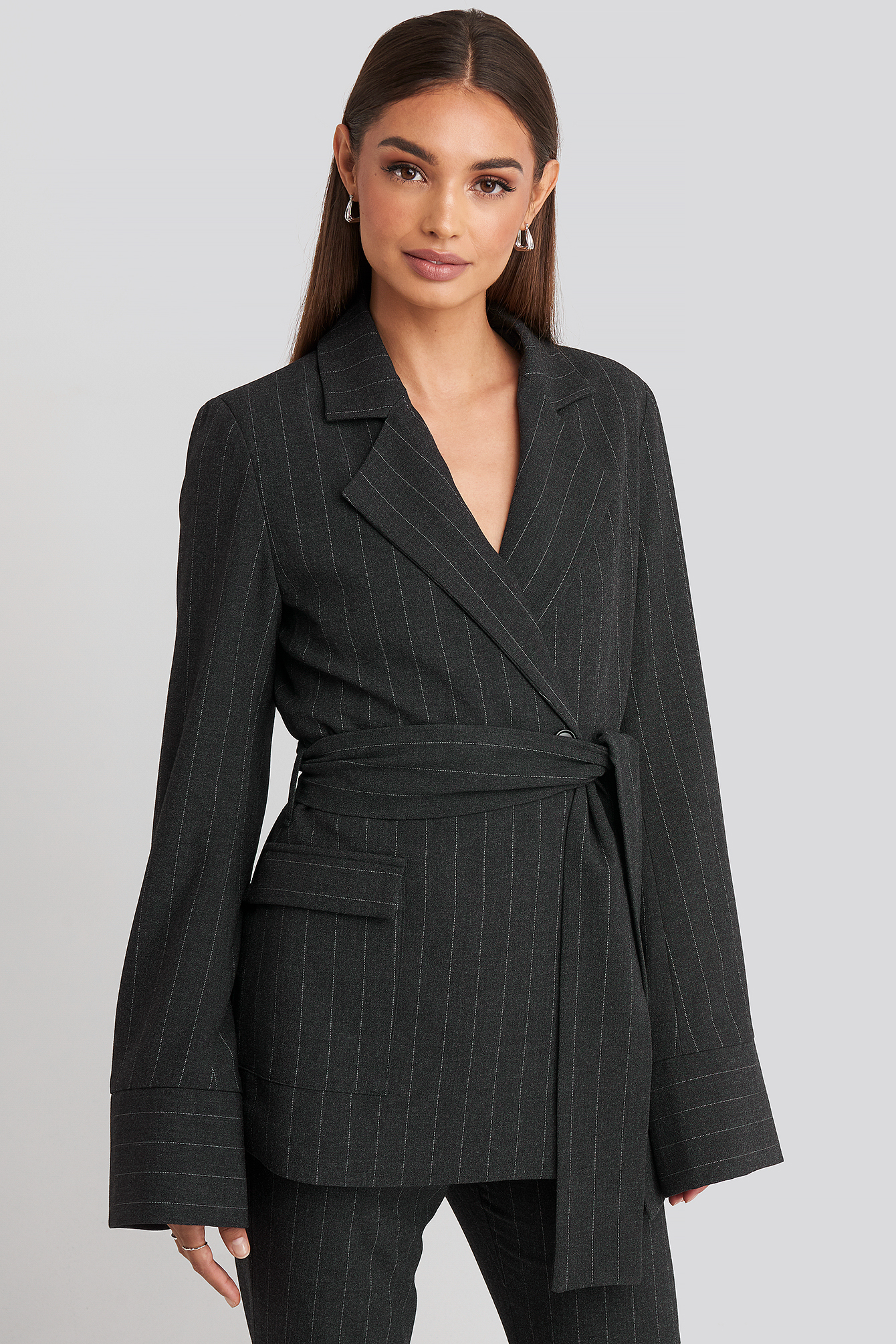 Striped Blazer Dark Grey