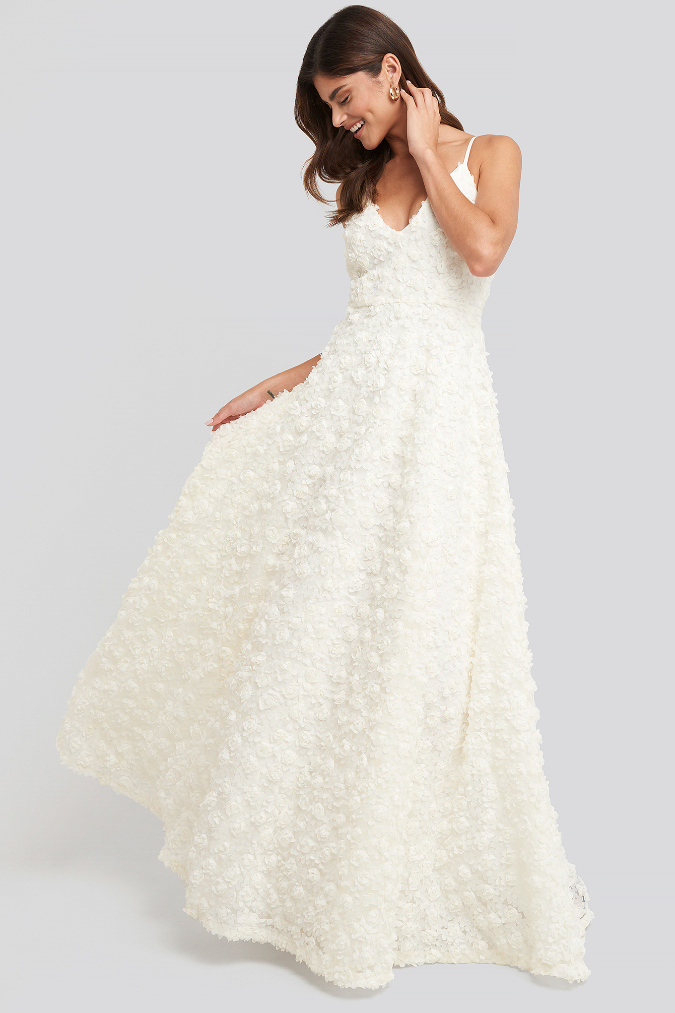 Georgina Ruched Sleeve Tea Dress White