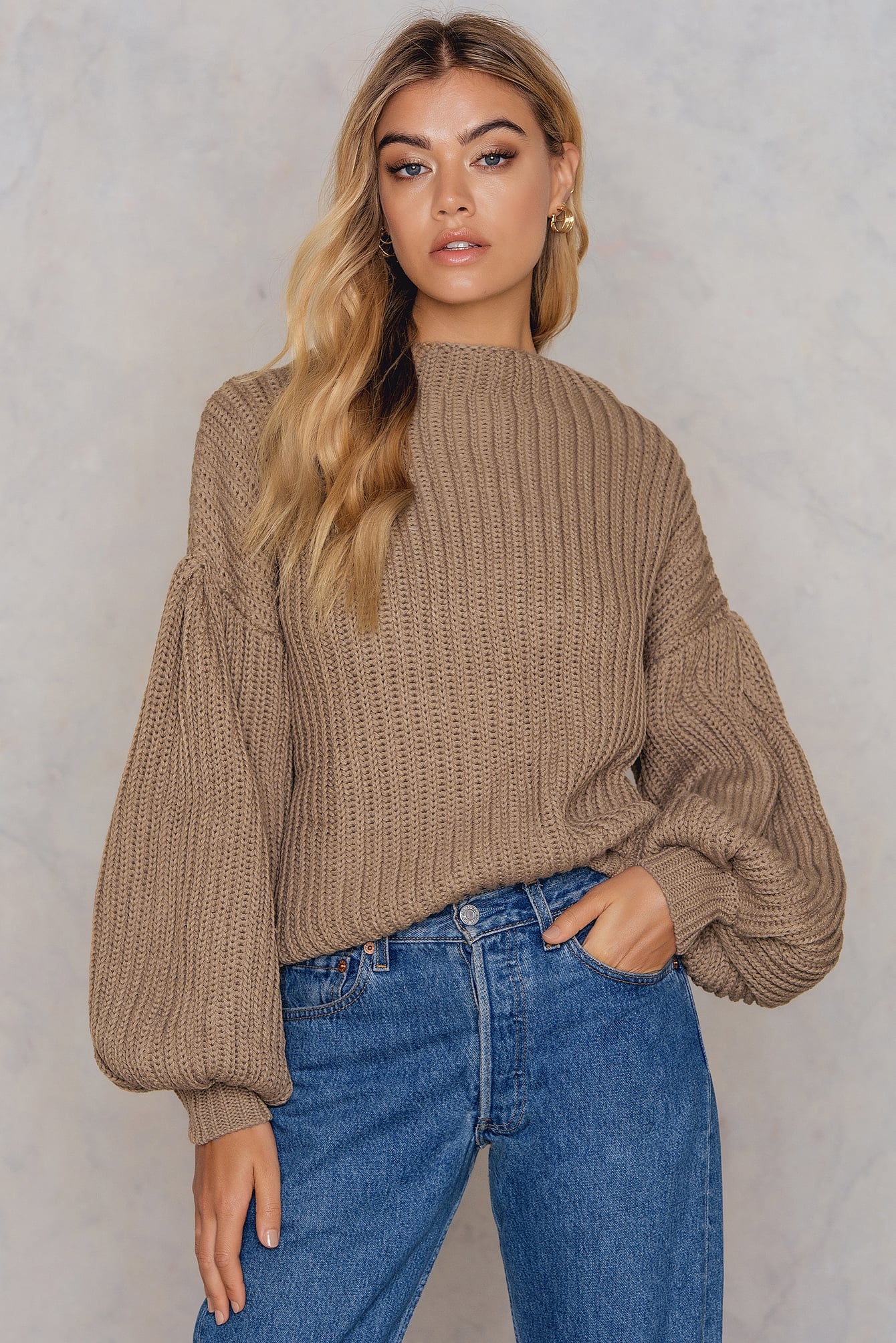 Balloon Sleeve Knitted Sweater na kd com Balloon Sleeve Knitted Sweater na kd com