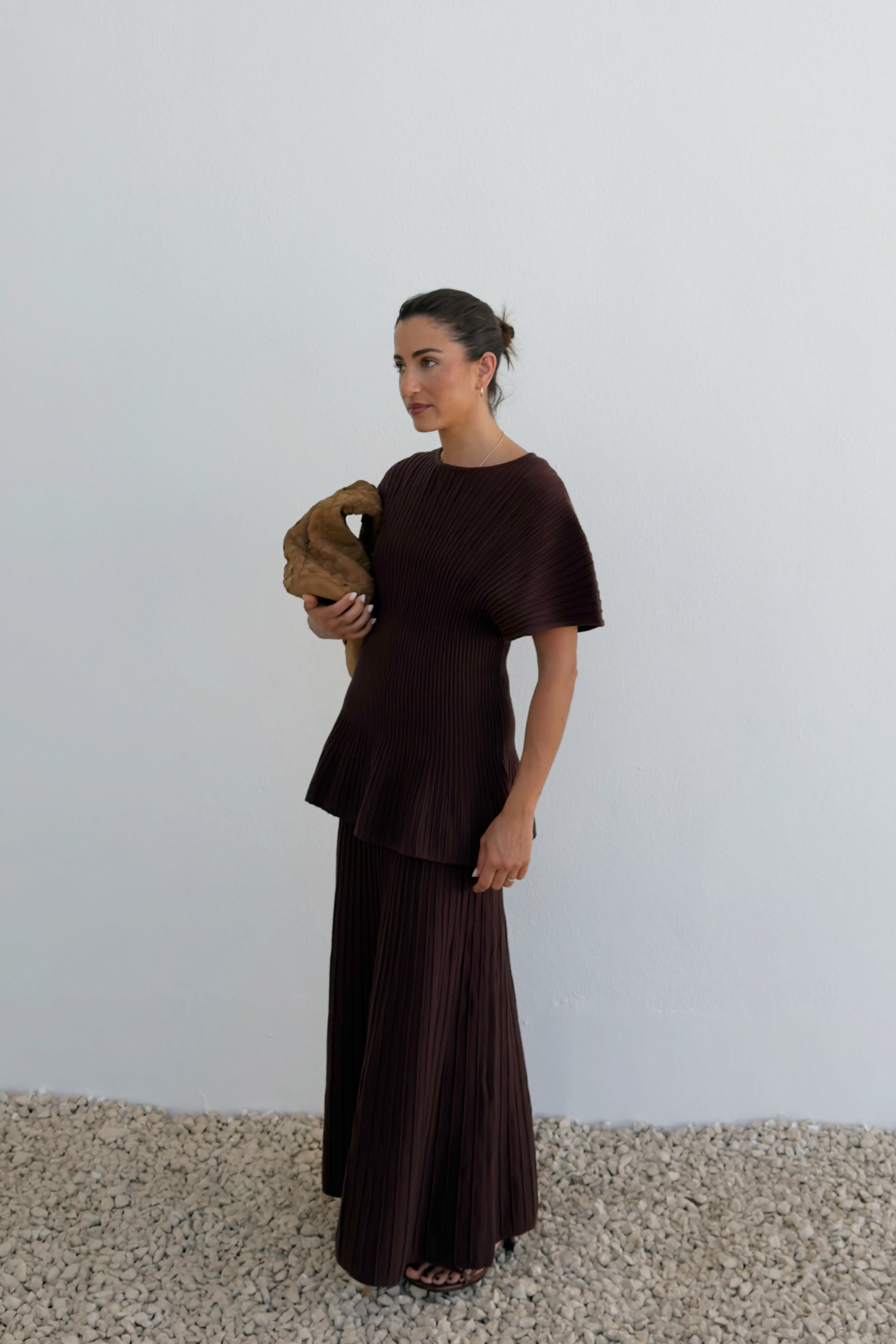 Knitted Rib Peplum Top Brown | NA-KD