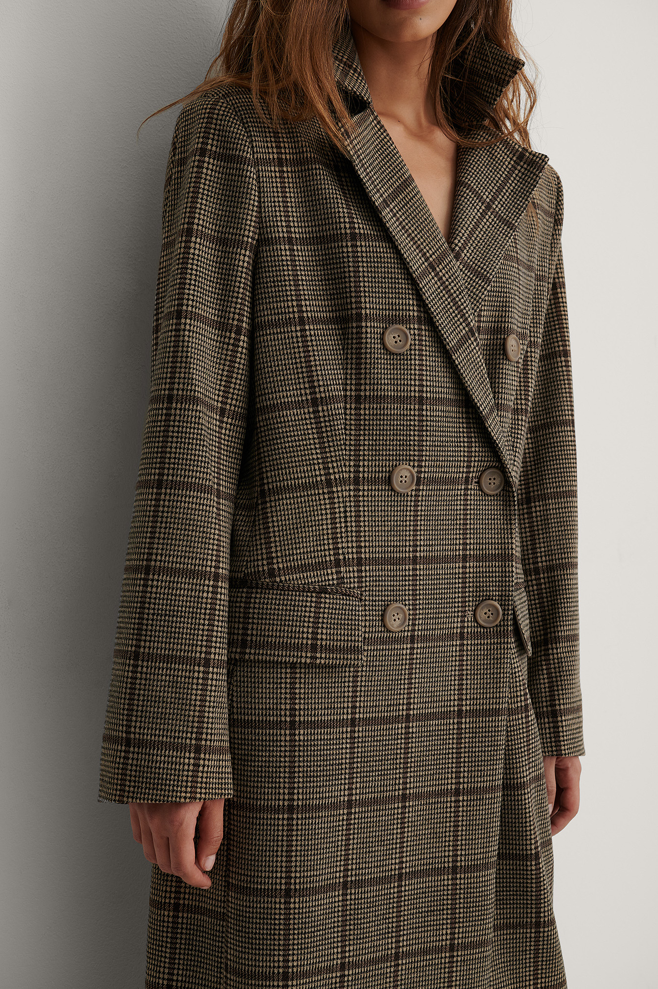 Marked Shoulders Double Buttoned Coat Checkered | na-kd.com