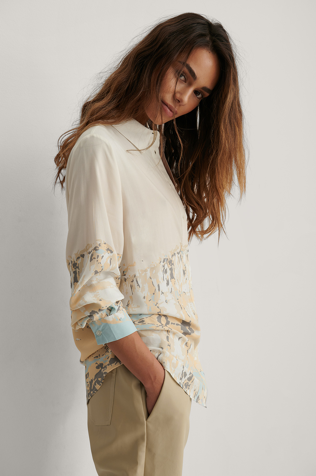 Printed Oversized Shirt Multicolor | na 