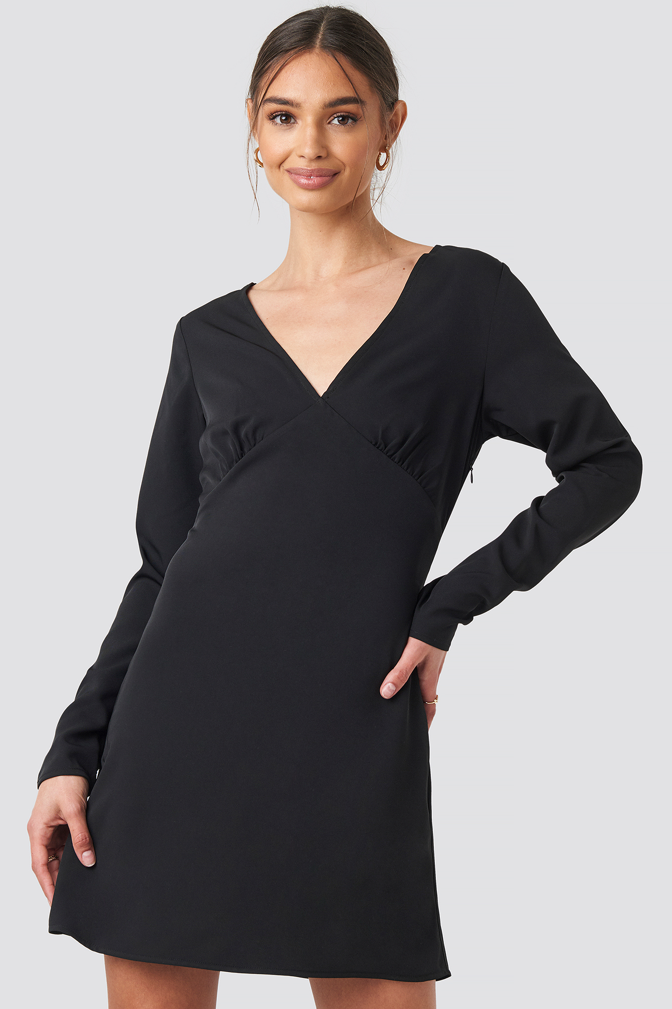 V-Neck Mini Dress Black