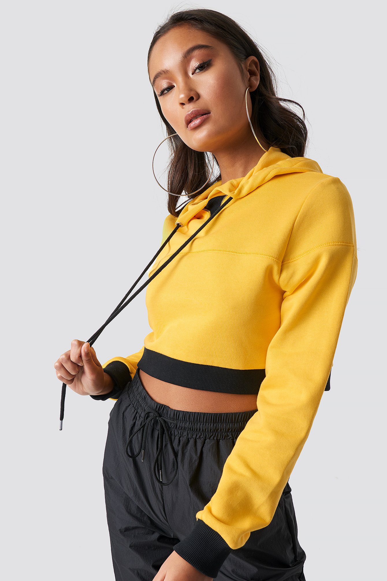 Cropped Hoodie Yellow/Black