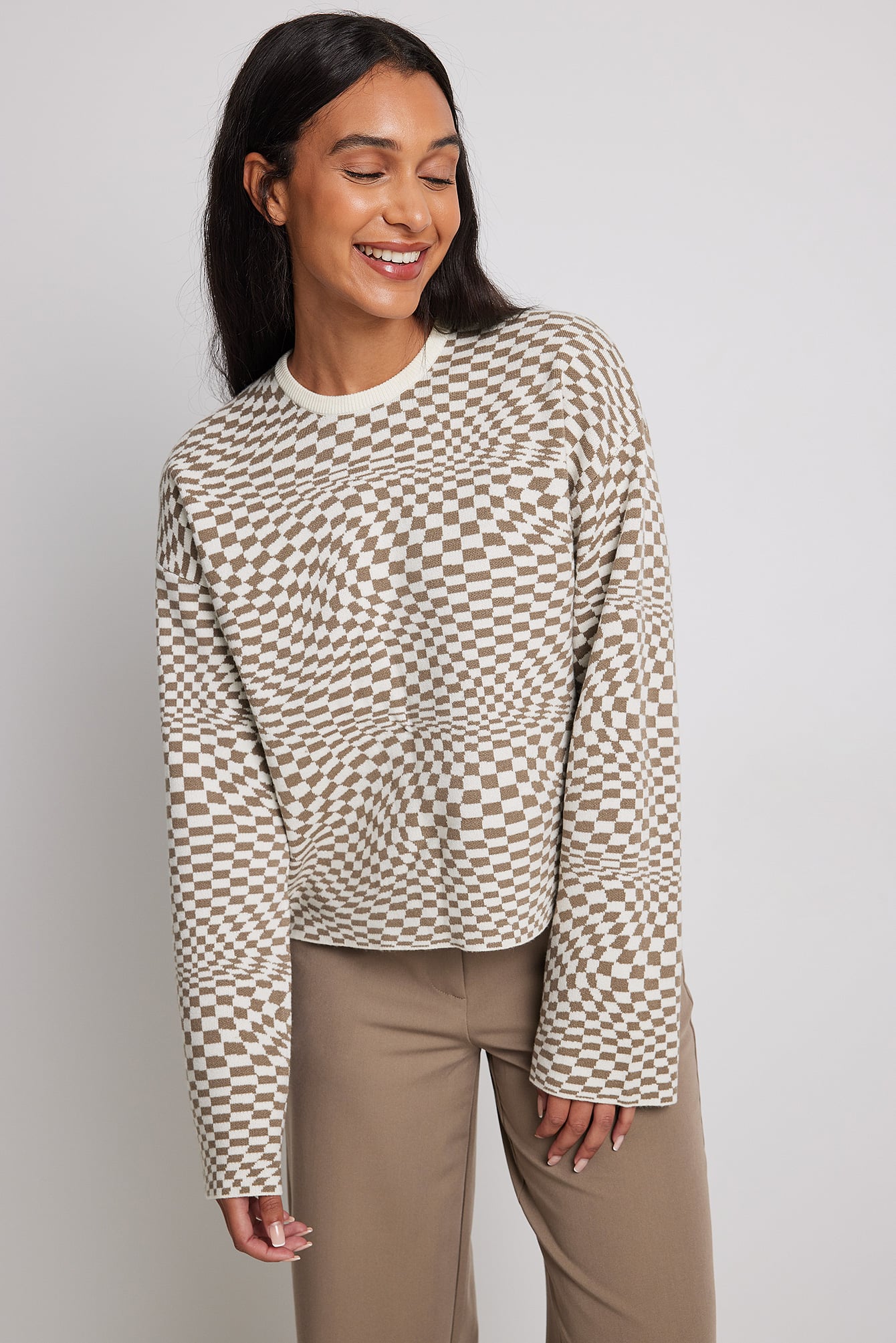 Jacquard Knit Sweater Checkered NAKD