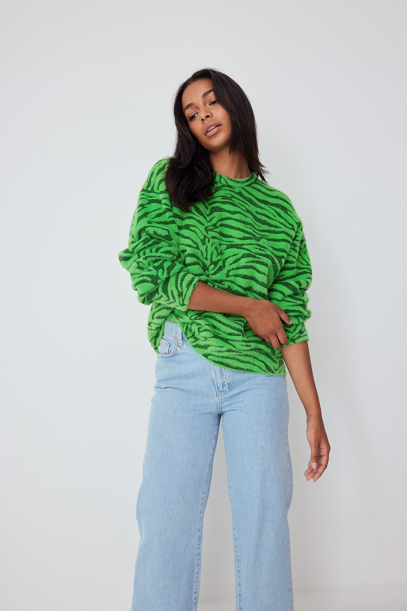 Jacquard Knit Printed Jumper Green | na 