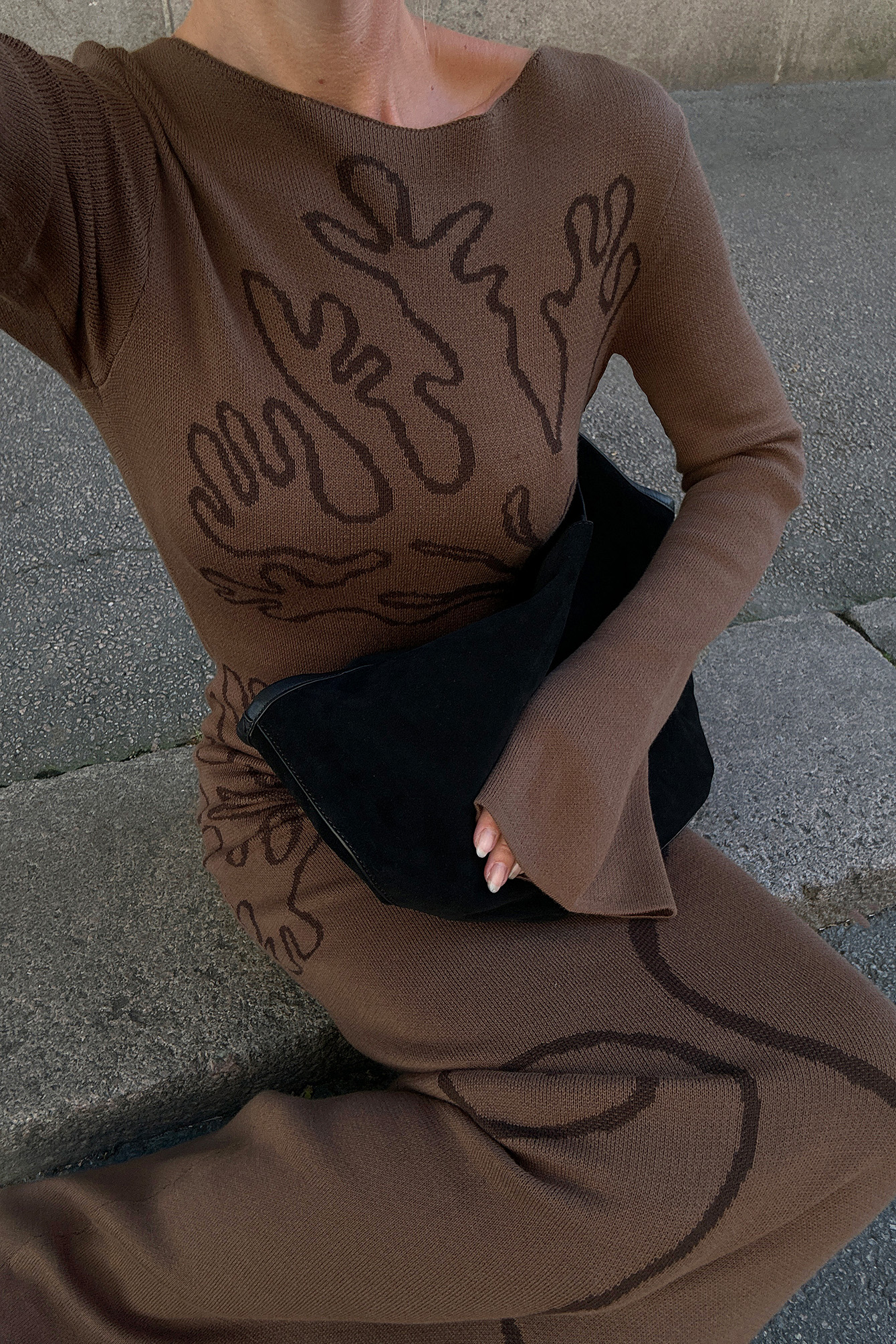 Jacquard Knitted Maxi Dress Brown | NA-KD Jacquard Knitted Maxi Dress Brown | NA-KD