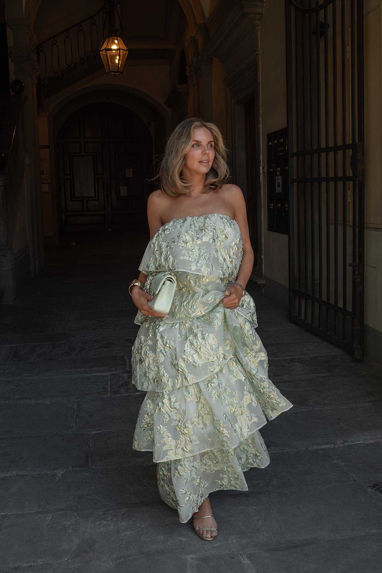 Jacquard Metallic Maxi Dress Green | NA-KD Jacquard Metallic Maxi Dress Green | NA-KD